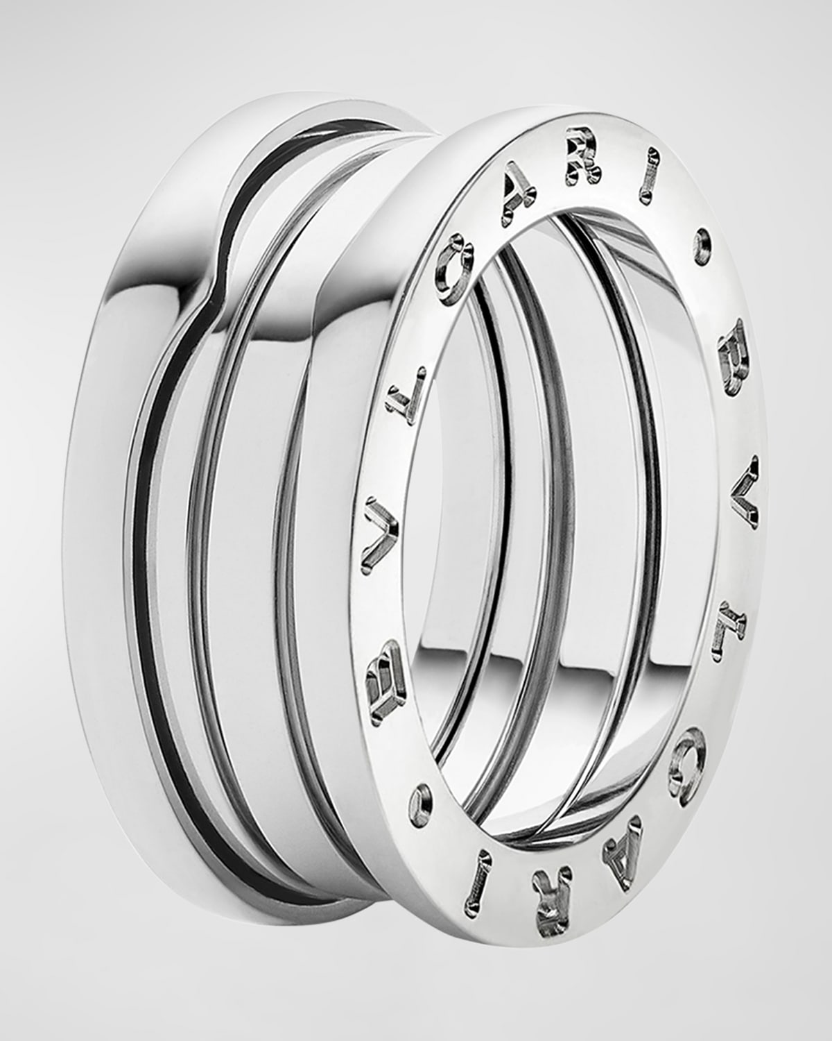 B.Zero1 18k White Gold 3-Band Ring, Size 55