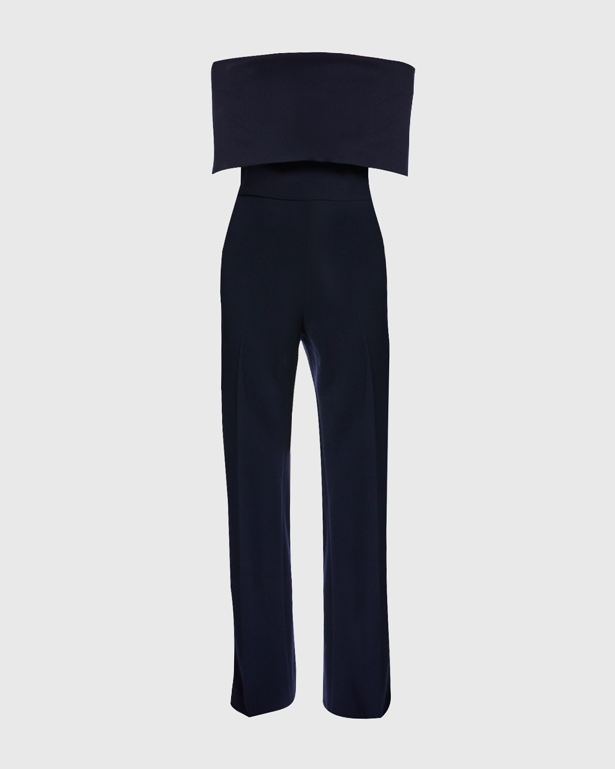 Lela Rose Off-the-shoulder Crepe Jumpsuit In Navy