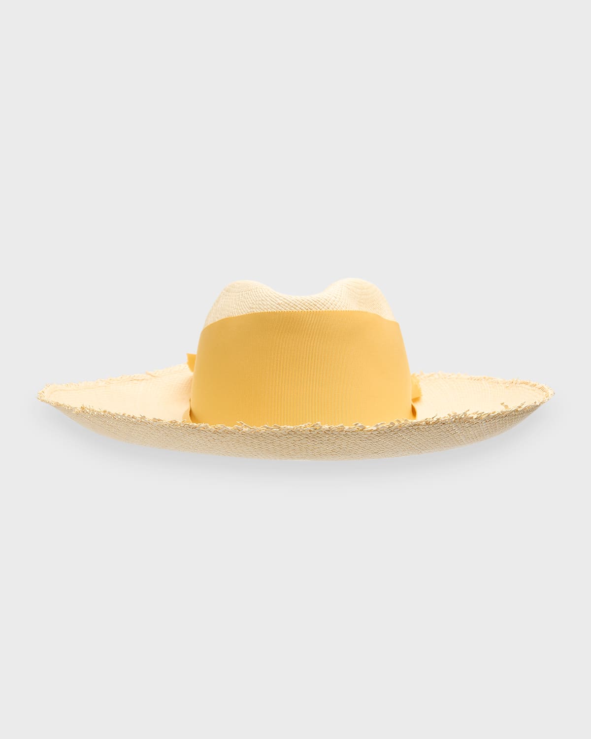 Sensi Studio Woven Frayed Panama Hat In Yellow