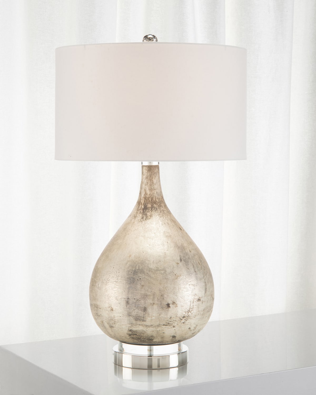 John-richard Collection Weathered Silvertone Table Lamp In Silver