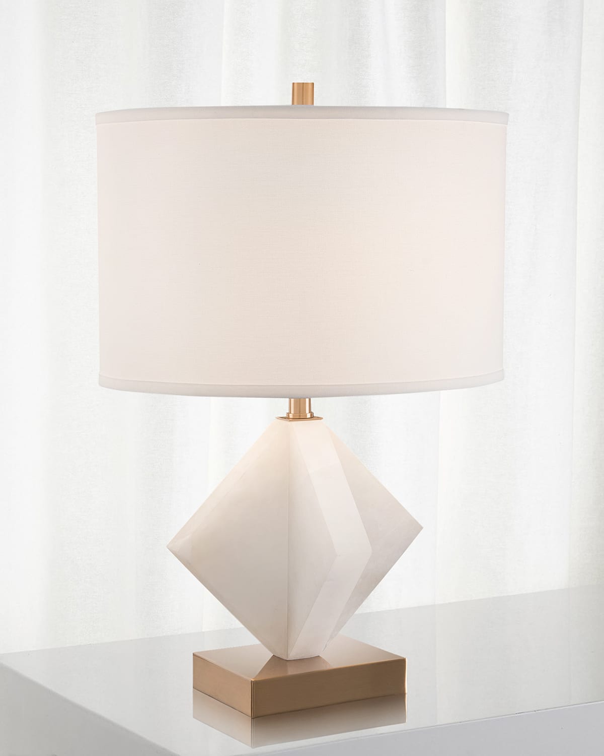 Shop John-richard Collection Alabaster Accent Lamp In Yellow/white