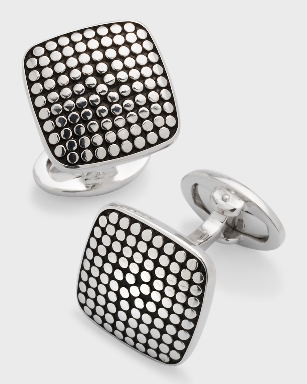 JAN LESLIE MEN'S STERLING SILVER DOTTED SQUARE CUFFLINKS