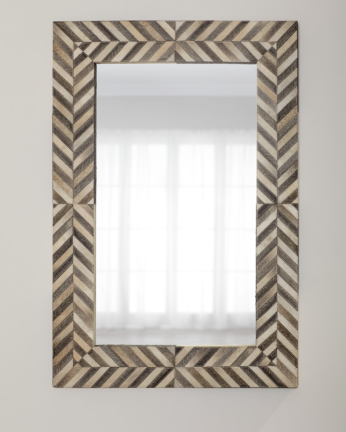 John-richard Collection Hair On Hide Framed Mirror In Cream