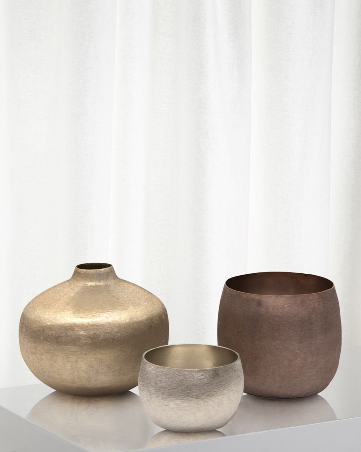 John-richard Collection Mink Artisan Vases, Set Of 3 In Metallic