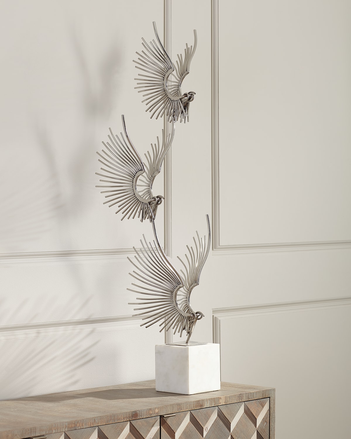 John-richard Collection Sculpted Birds In Flight In Silver