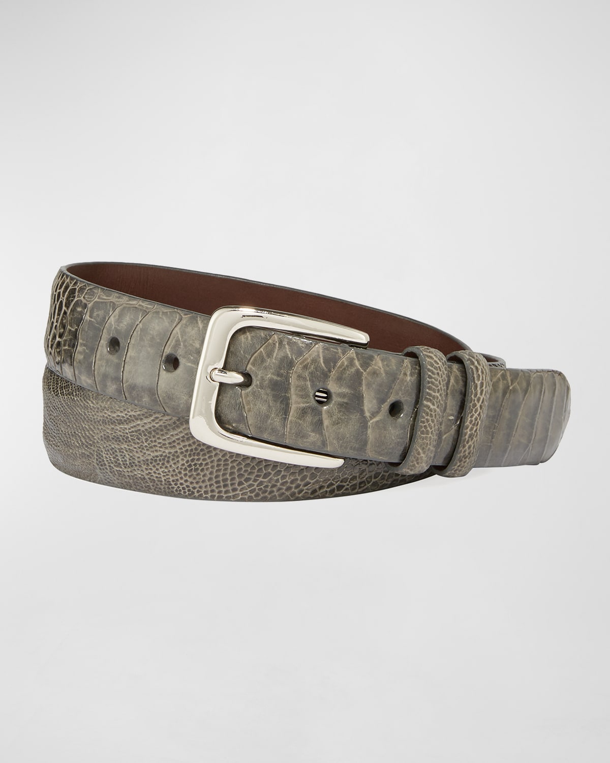 W. Kleinberg Men's Ostrich Leather Belt In Serpentine