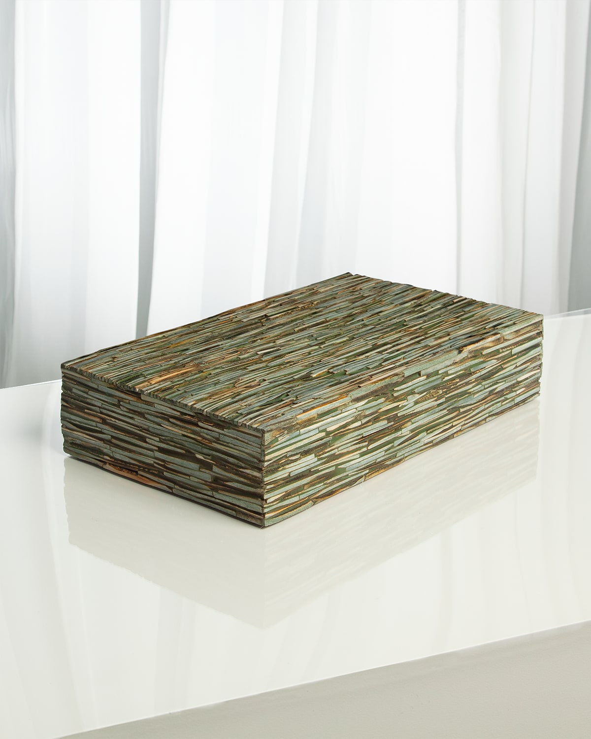 Global Views Chiseled Bone Large Box In Multi