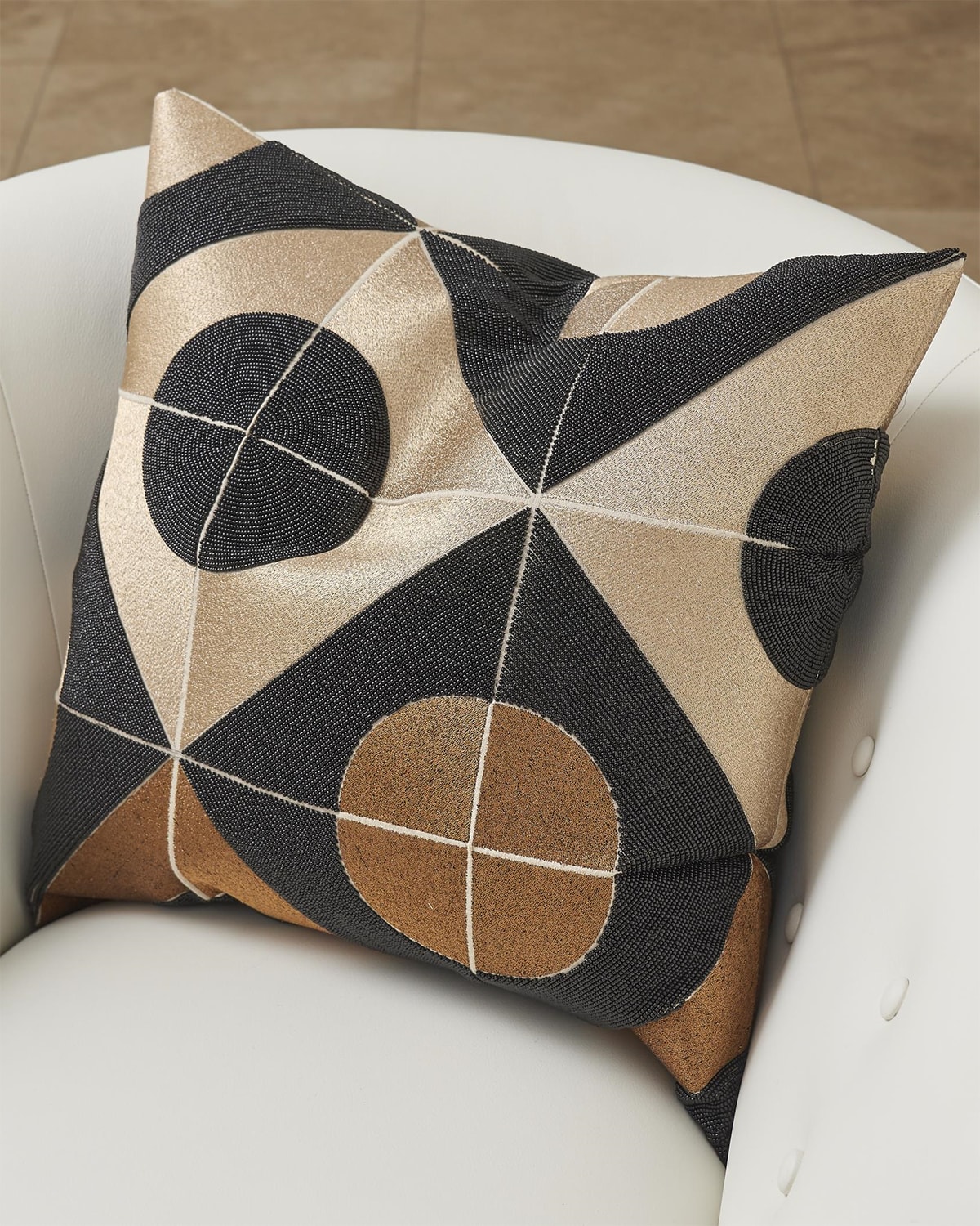 Shop Global Views Circle Marquetry Pillow In Multi
