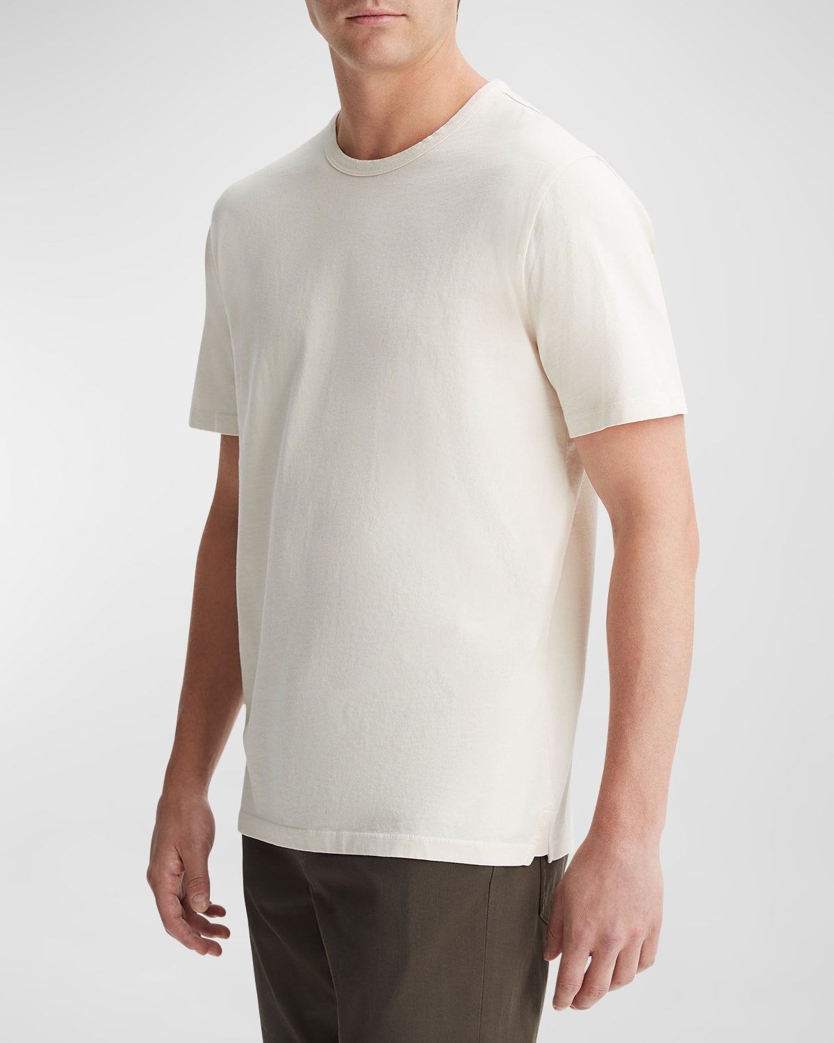 Vince Men's Garment-dyed Crewneck T-shirt In Washed Deco Cream