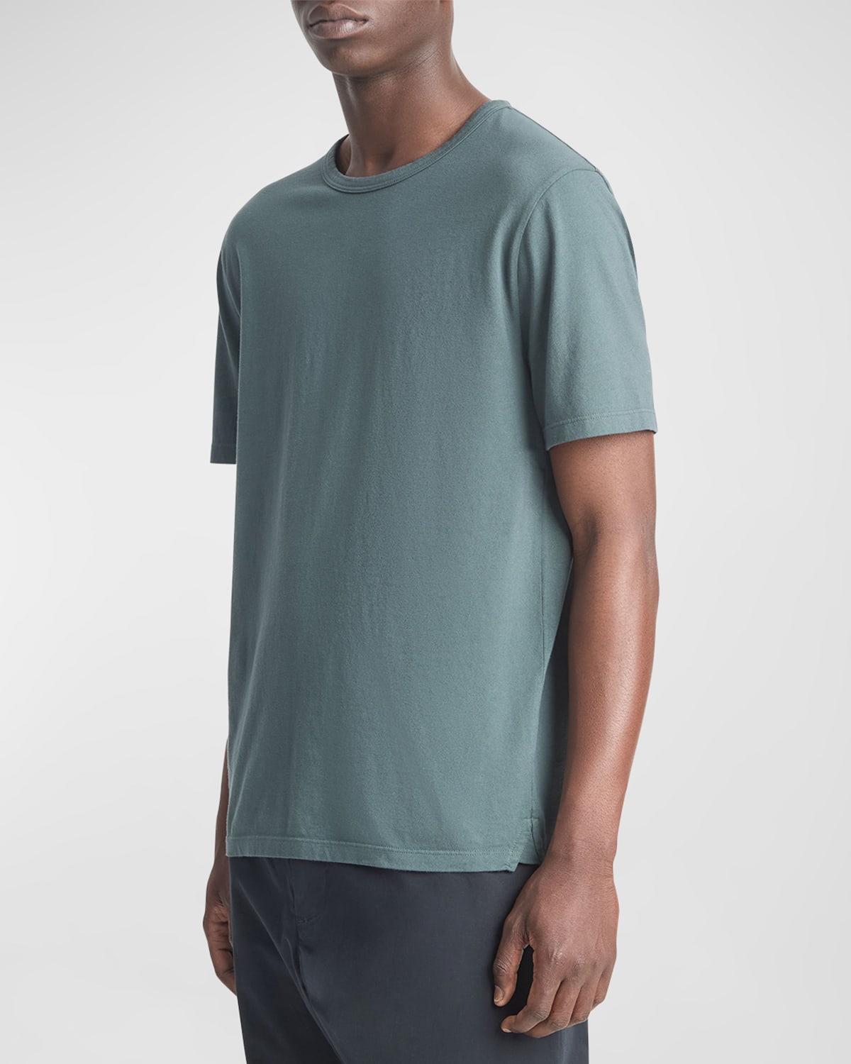 Shop Vince Men's Garment-dyed Crewneck T-shirt In Washed Petrol Green