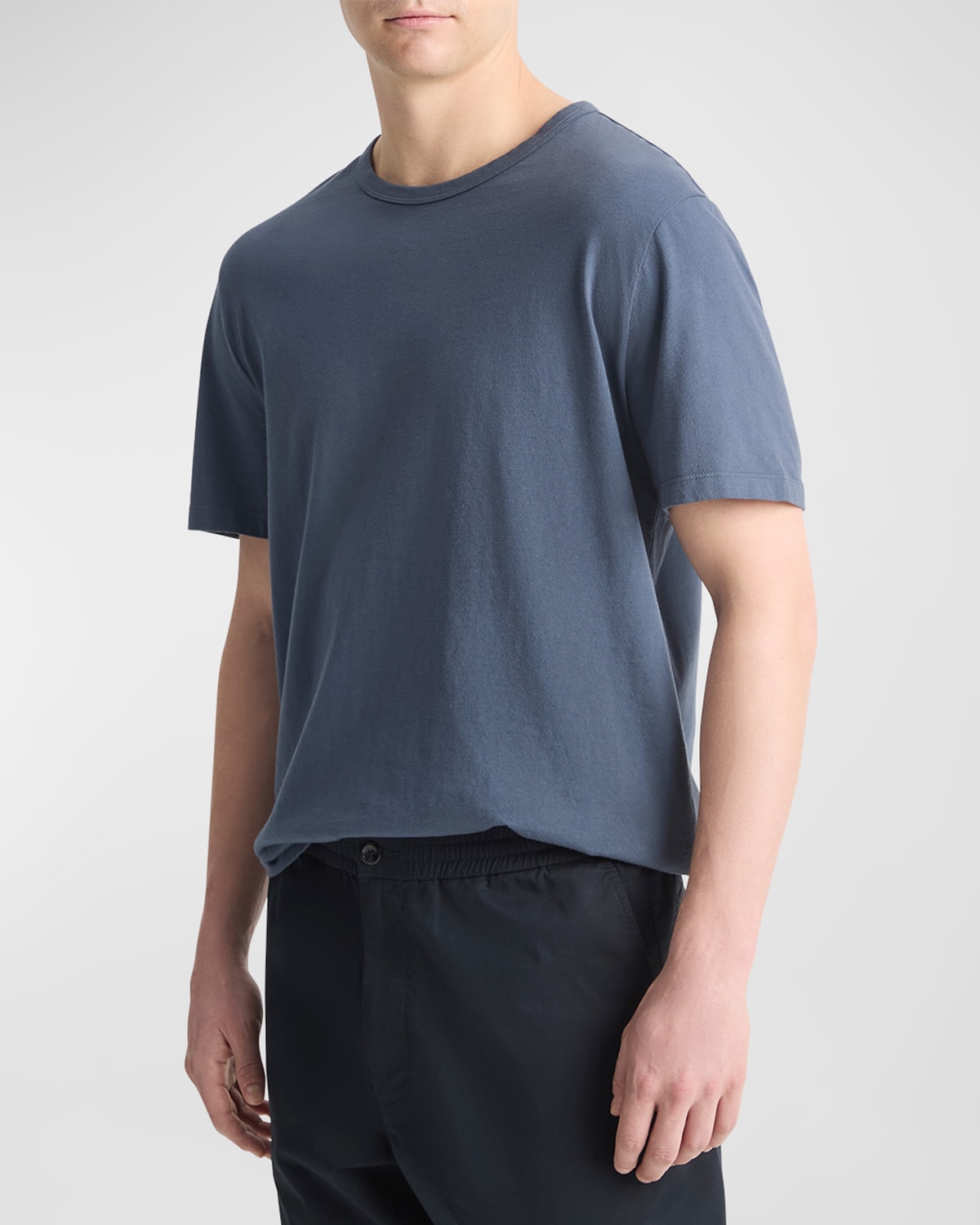Shop Vince Men's Garment-dyed Crewneck T-shirt In Washed Venice Blue