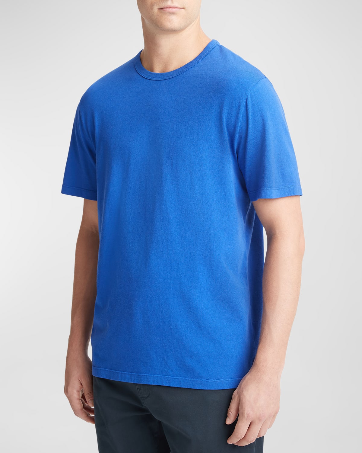 Shop Vince Men's Garment-dyed Crewneck T-shirt In Washed Cobalt