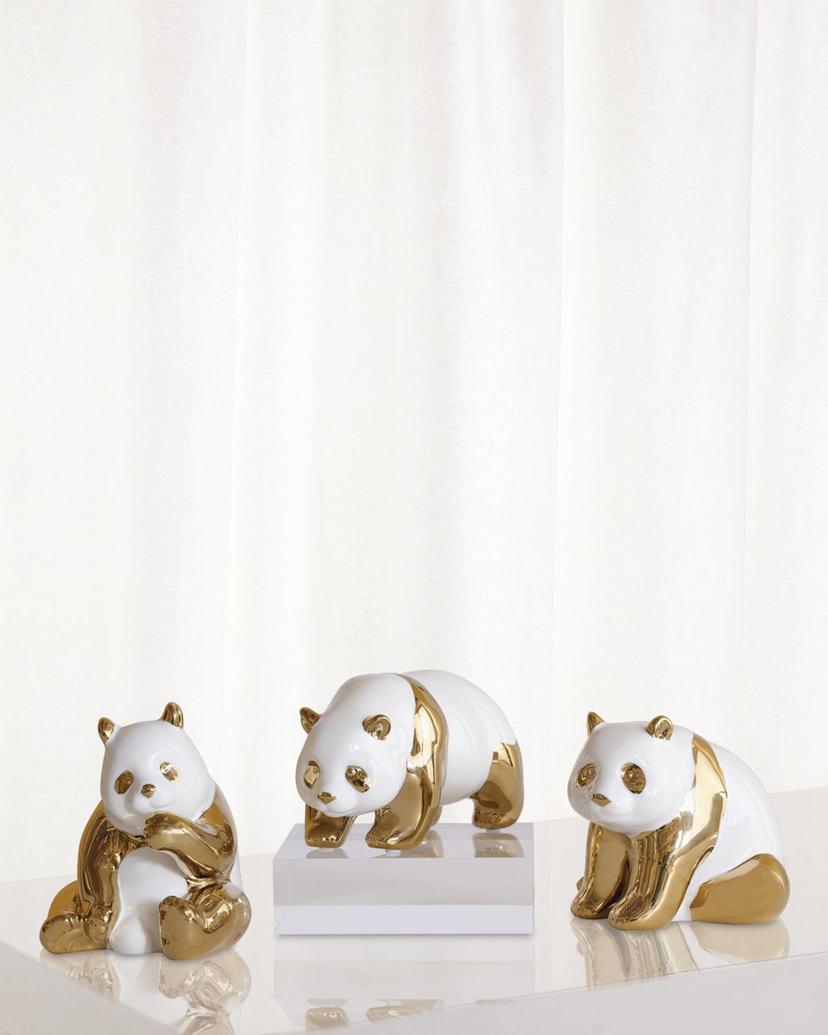Shop Port 68 Panda Objects, Set Of 3 In Gold