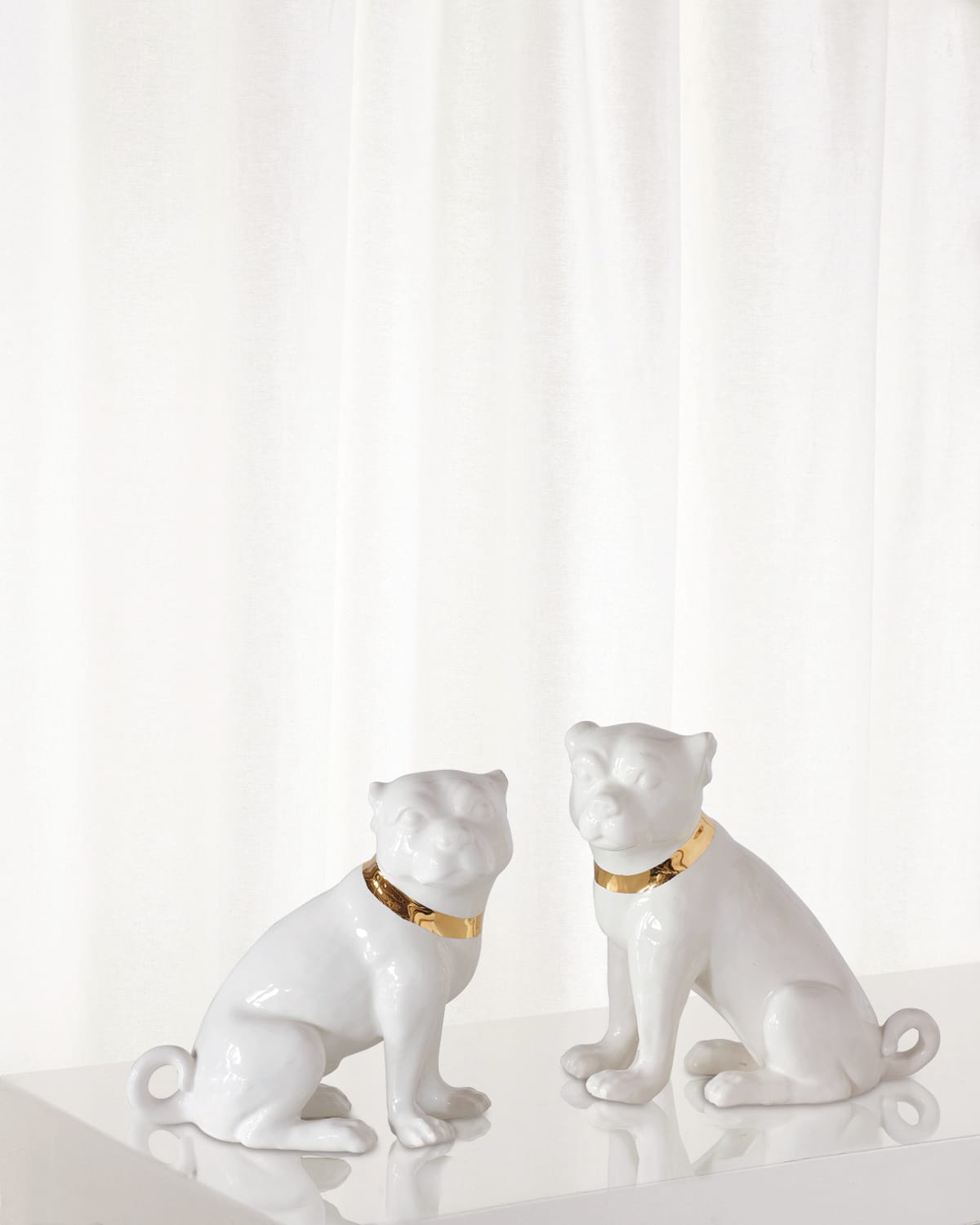 Port 68 Cecil Cream Pug Statues, Set Of 2 In White