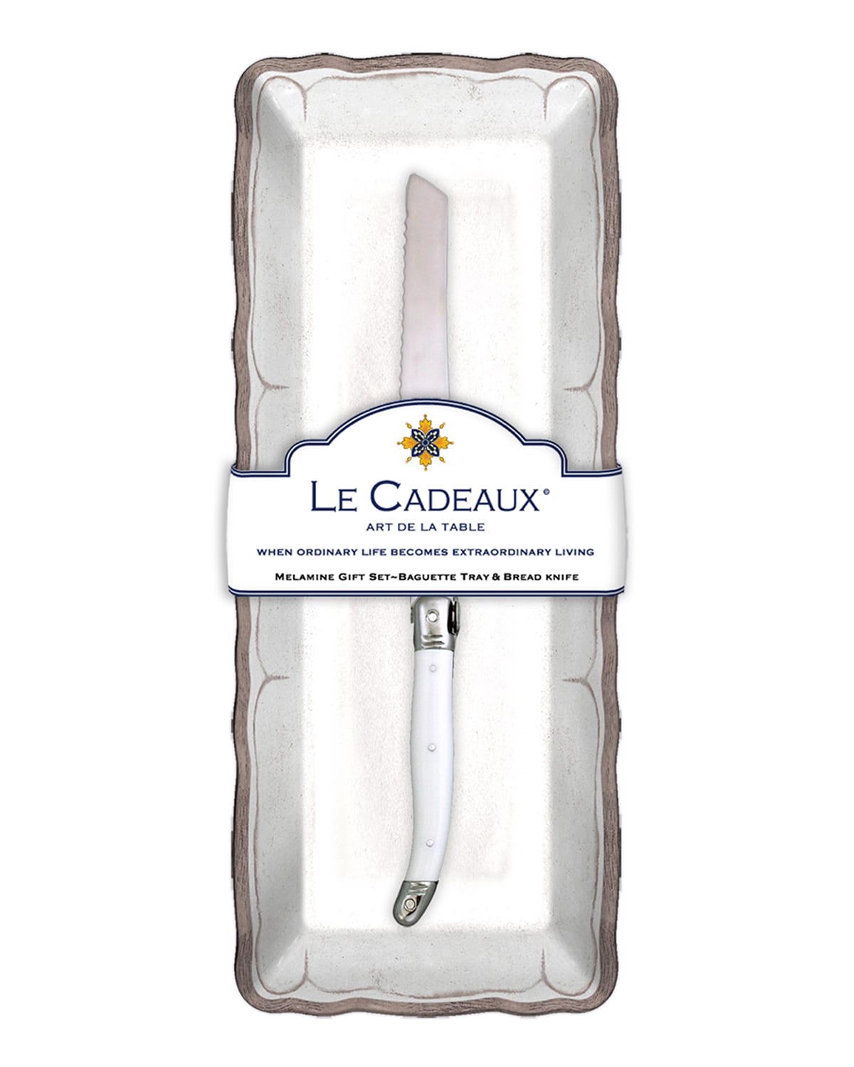 Shop Le Cadeaux Melamine Baguette Tray & Bread Knife In White