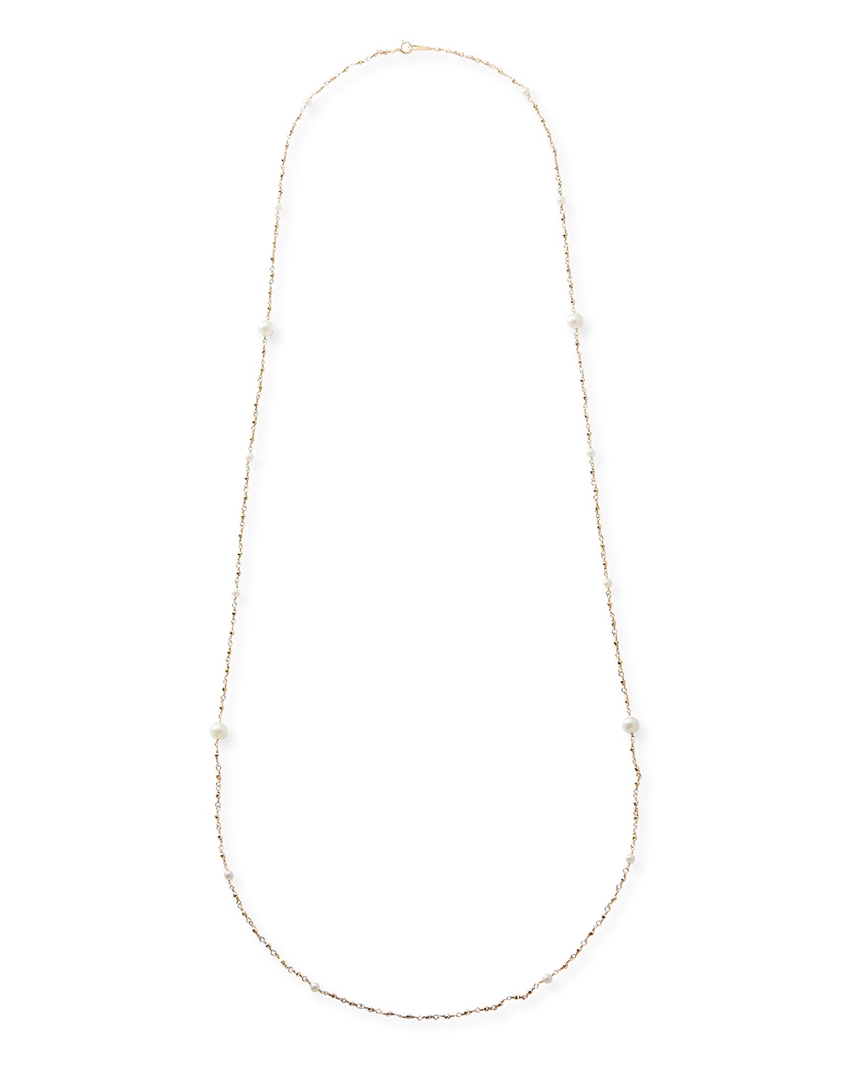 Mizuki 14k Gold Long Wrapped Necklace W/ Akoya Pearls
