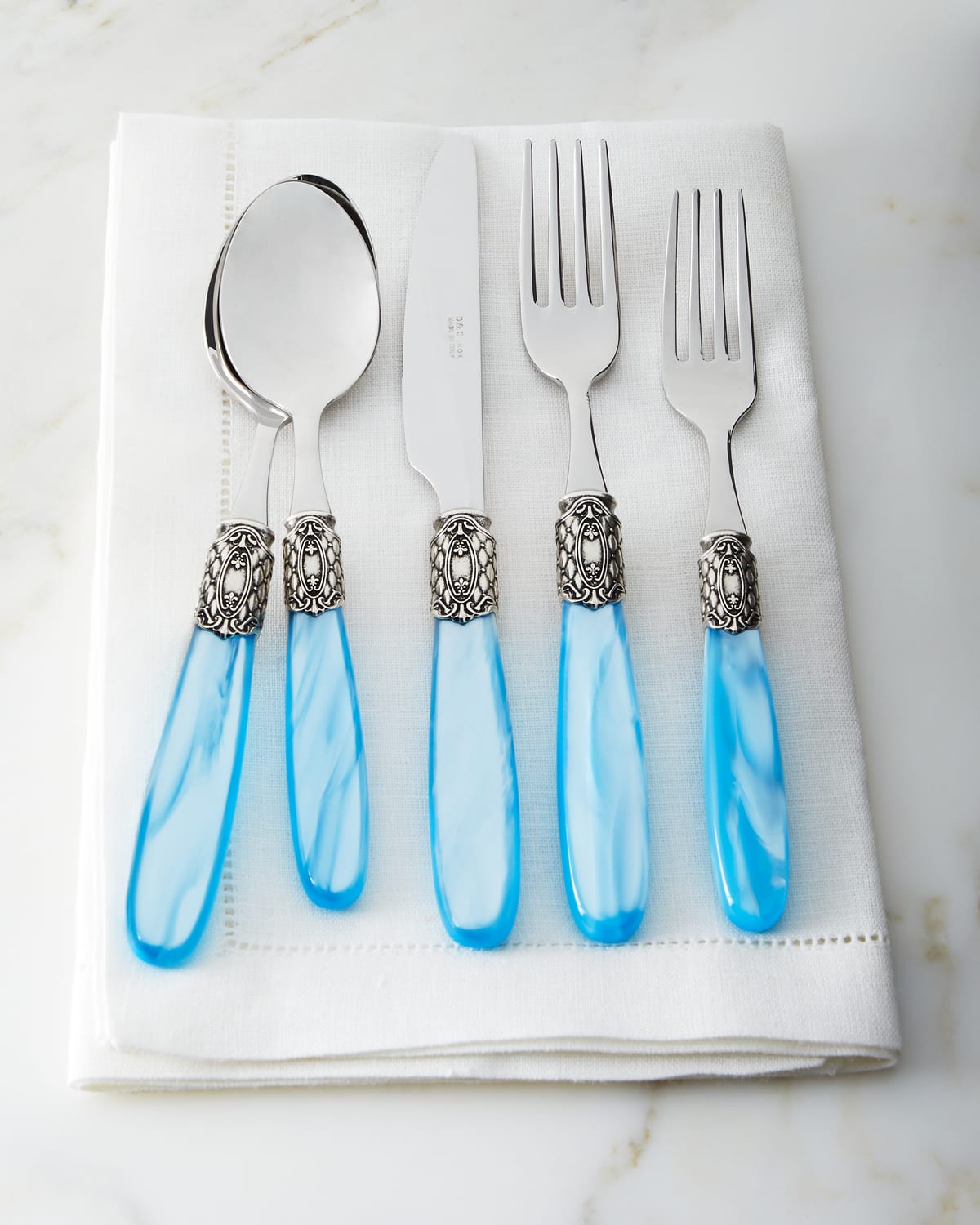 Neiman Marcus 20-piece Victoria Shine Flatware Set, Sky Blue In Blue