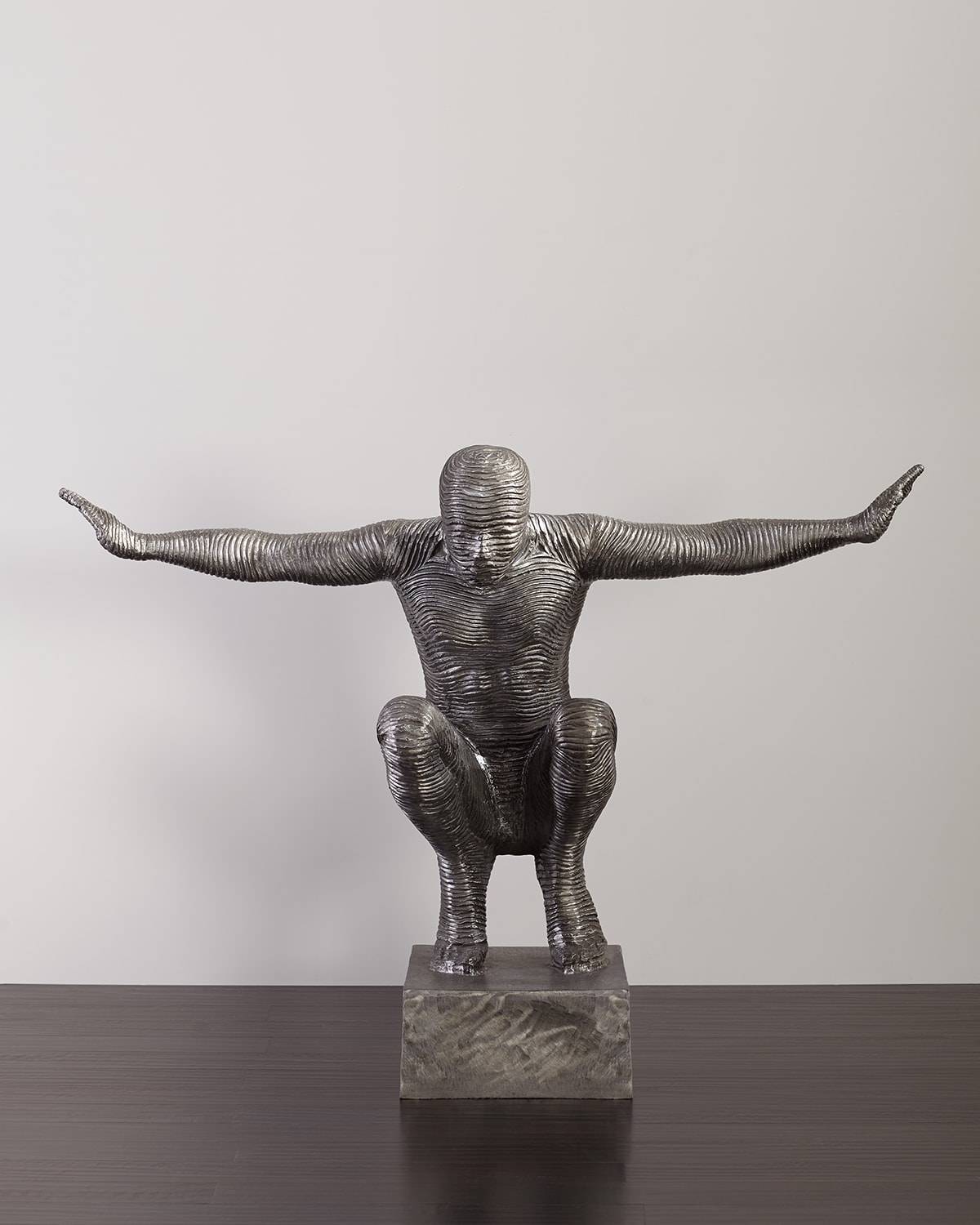 Shop The Phillips Collection Squatting Man Sculpture In Silver