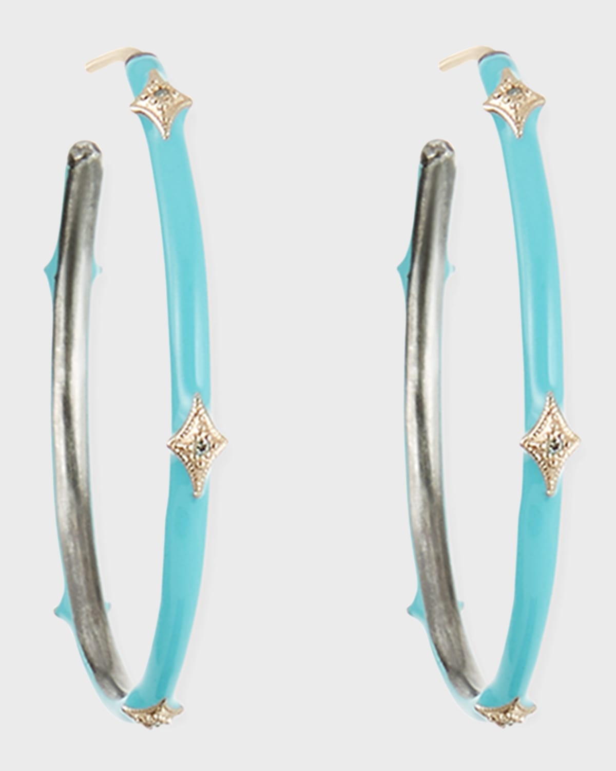 Armenta New World Enamel Earrings W/ 14k Gold Crivelli, Turquoise