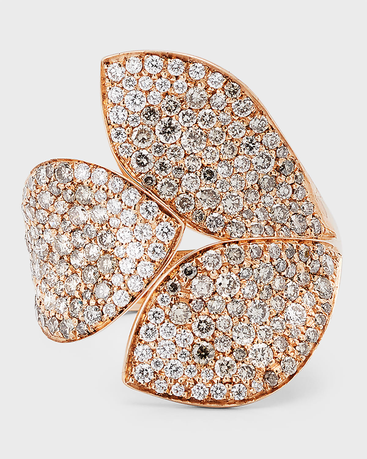 Pasquale Bruni 18K Rose Gold Diamond Pave 3-Petal Giardini Ring