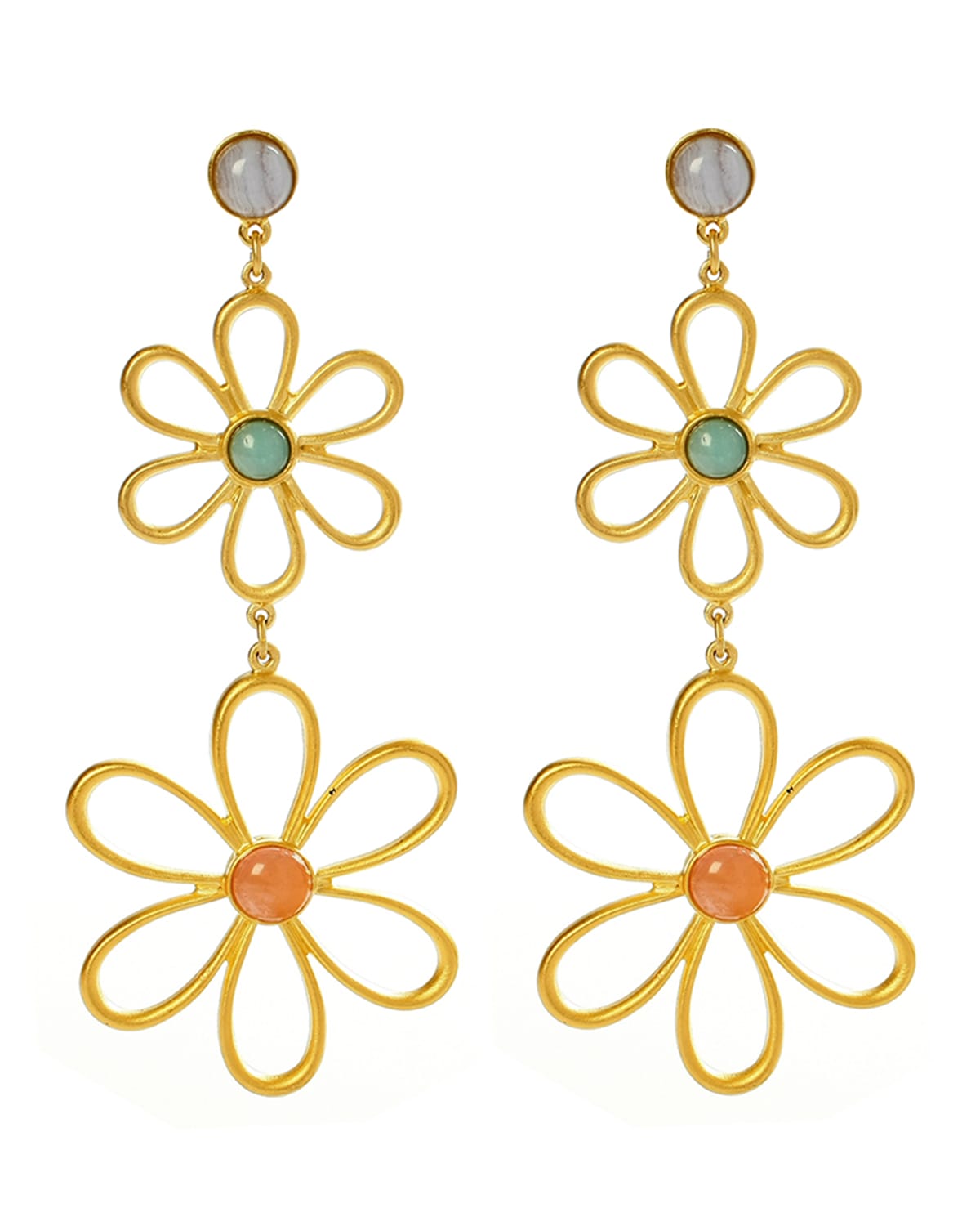 Hippie Flower & Bead Drop Earrings