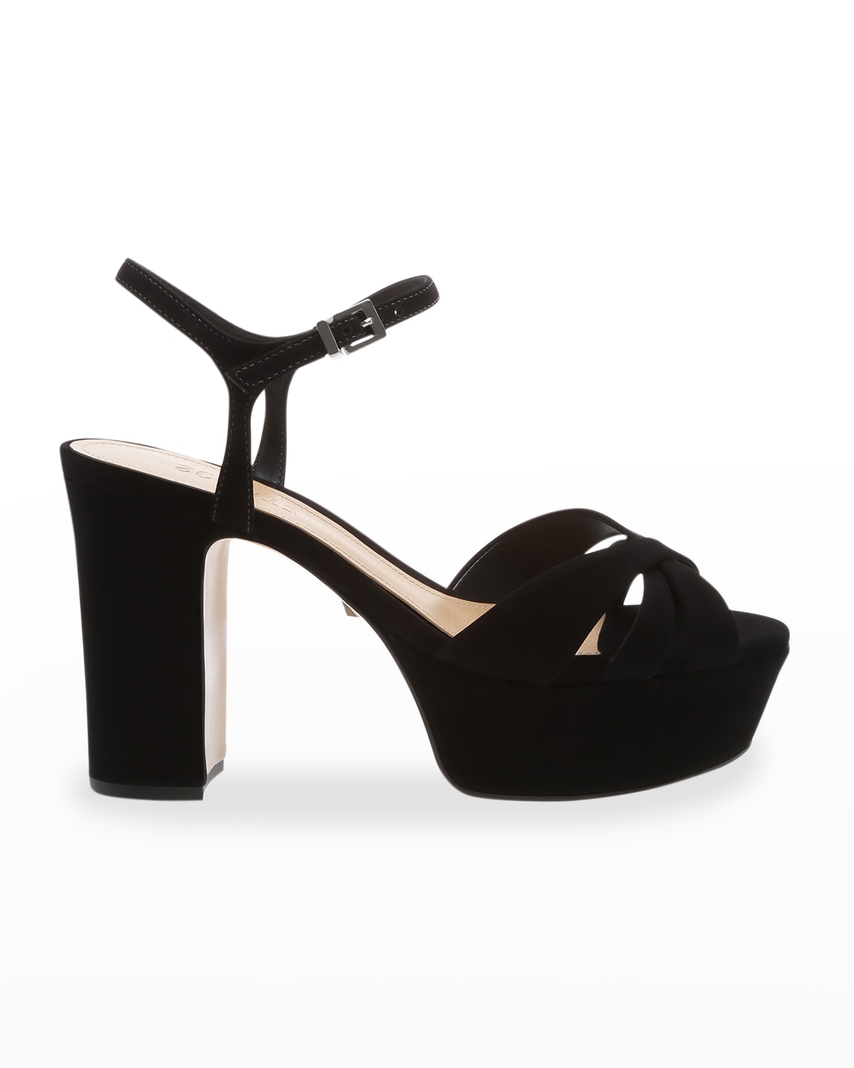 Shop Schutz Keefa Nubuck Ankle-strap Platform Sandals In Black