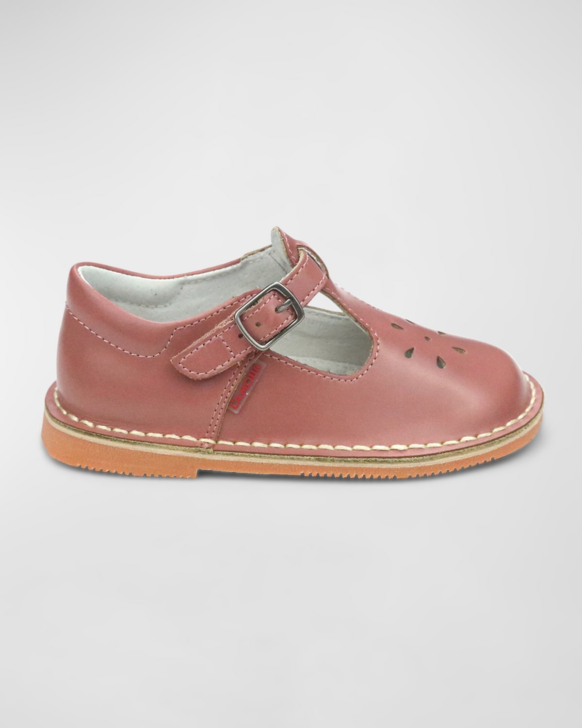 L'amour Shoes Girl's Joy Leather Cutout T-strap Mary Jane, Baby/toddler/kids In Rose