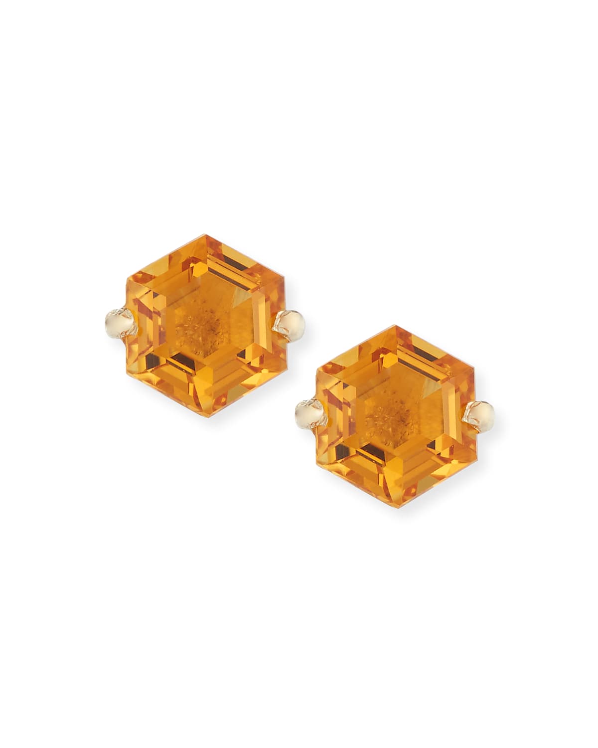 Kalan By Suzanne Kalan Amalfi 14k Yellow Gold Hexagon Stud Earrings, Light Orange