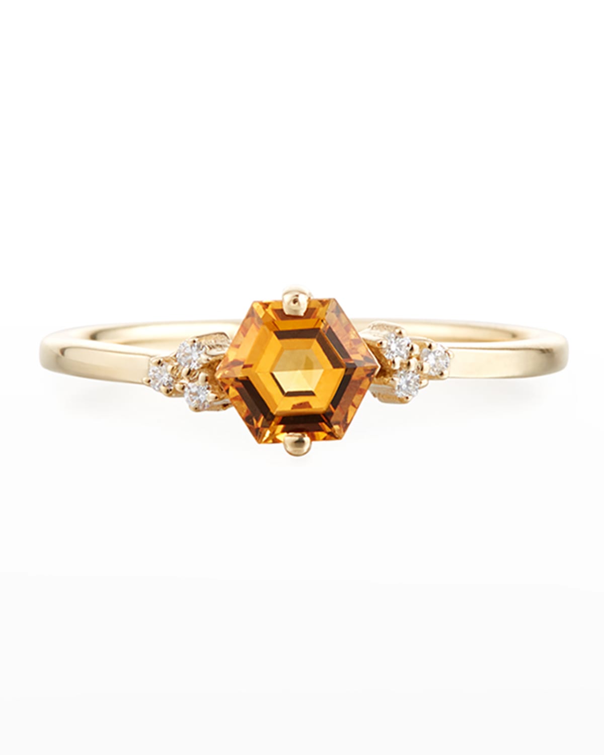 Bloom 14k Yellow Gold Hexagon Ring w/ Diamonds, Size 4-8.5