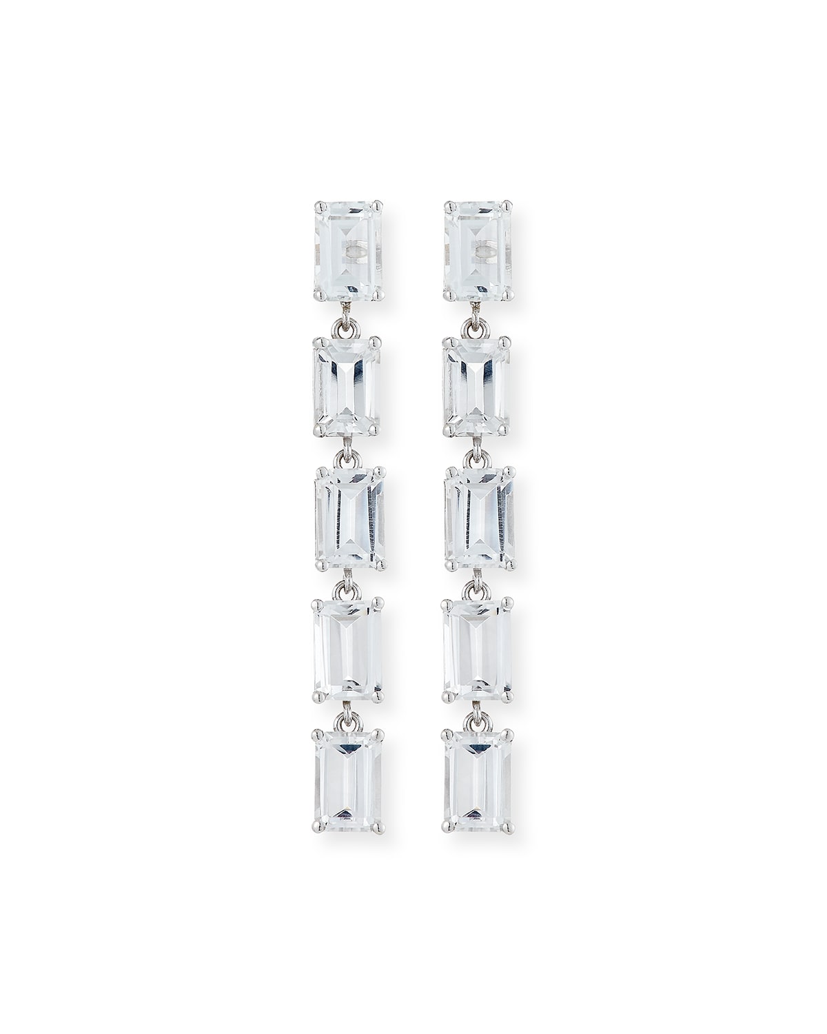 Bloom 14k White Gold 5 Emerald-Cut Drop Earrings, White