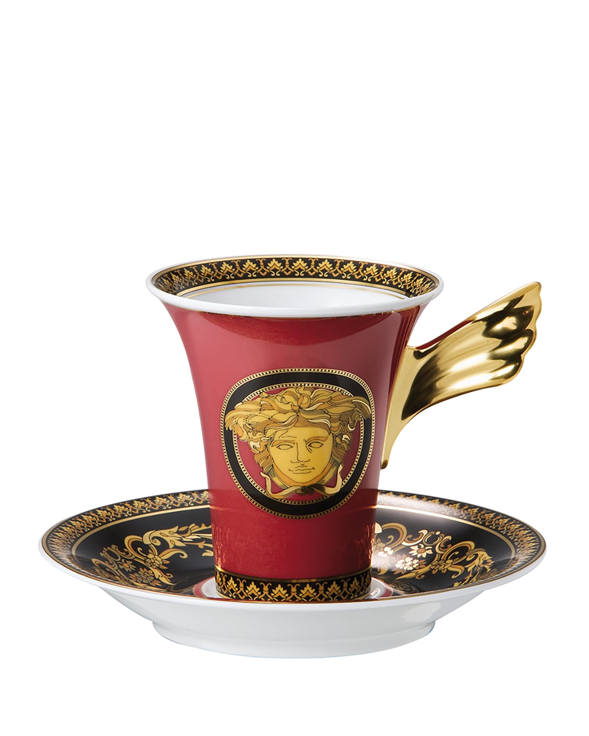Shop Versace Medusa High Tea Cup & Saucer In Red