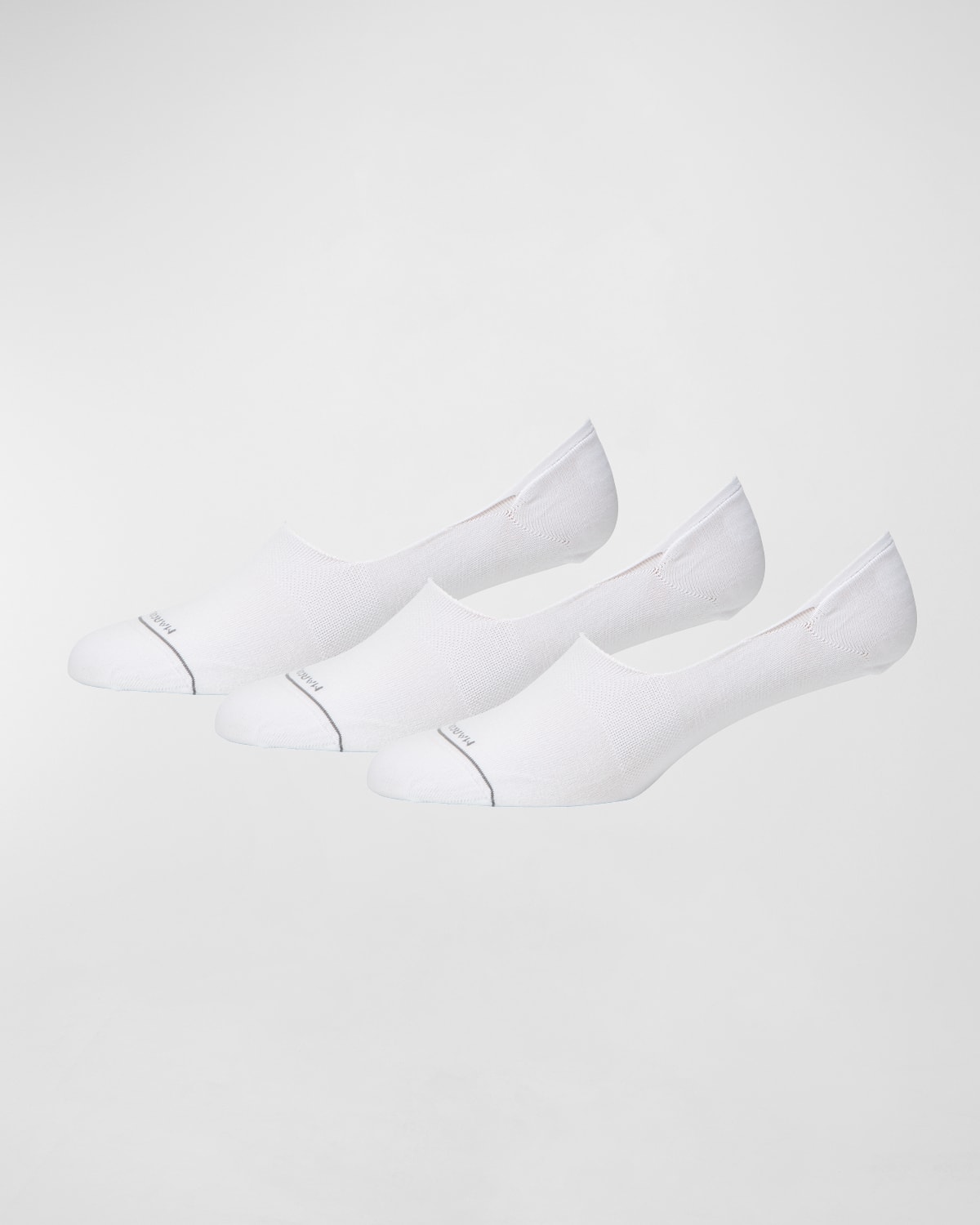 Marcoliani Men's Invisible Touch 3-pack No-show Cotton Socks In White