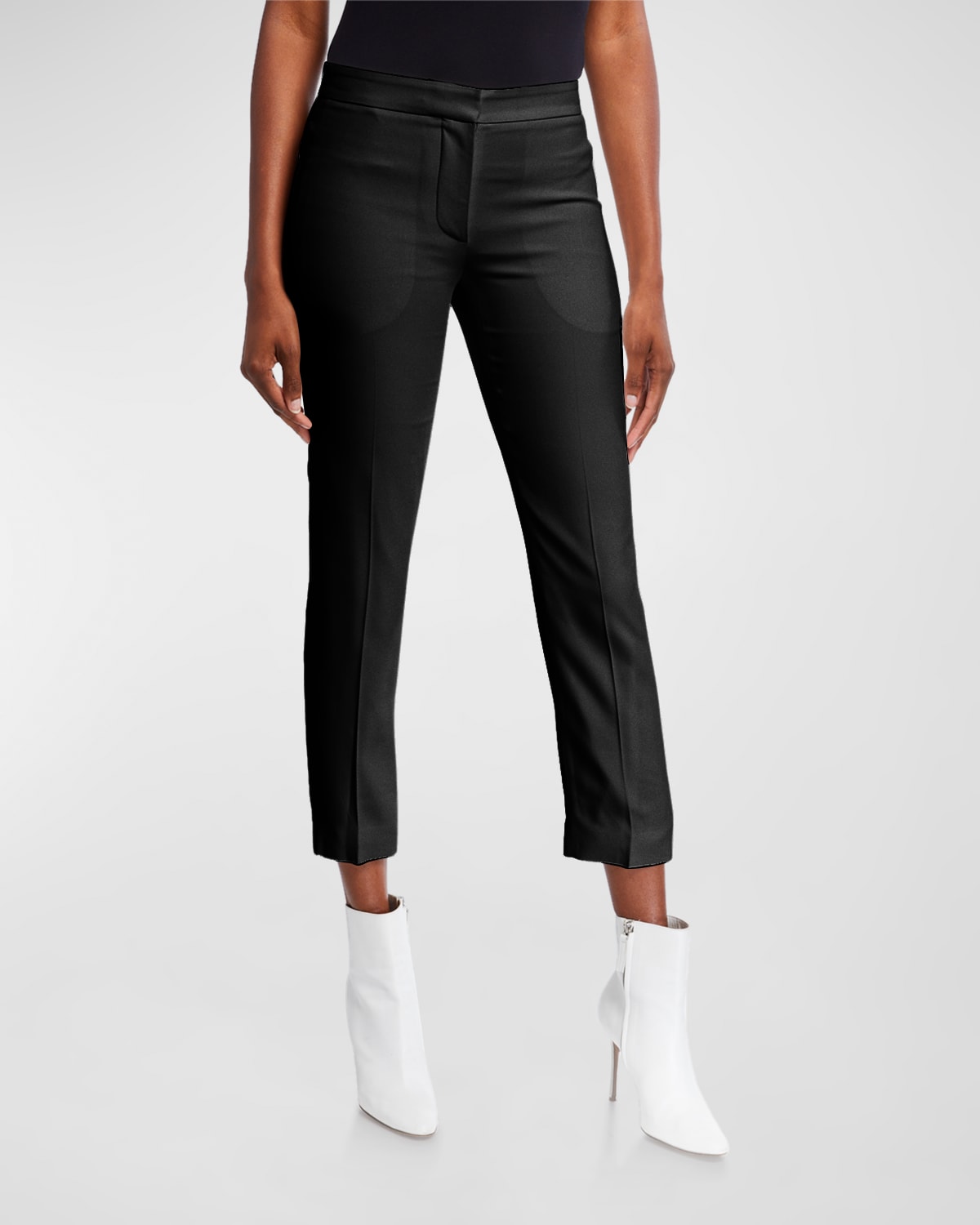 Alexander Mcqueen Leaf Crepe Cigarette Trousers In Black