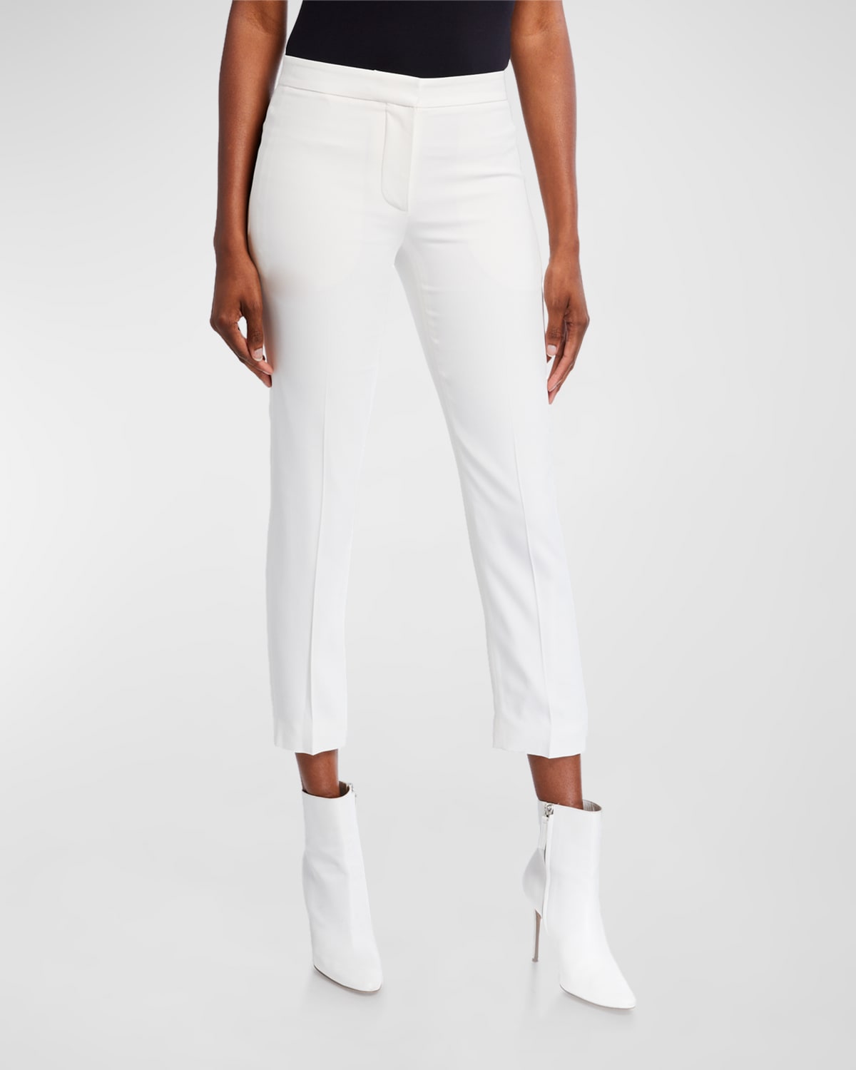 Alexander Mcqueen Leaf Crepe Cigarette Trousers In Ivory