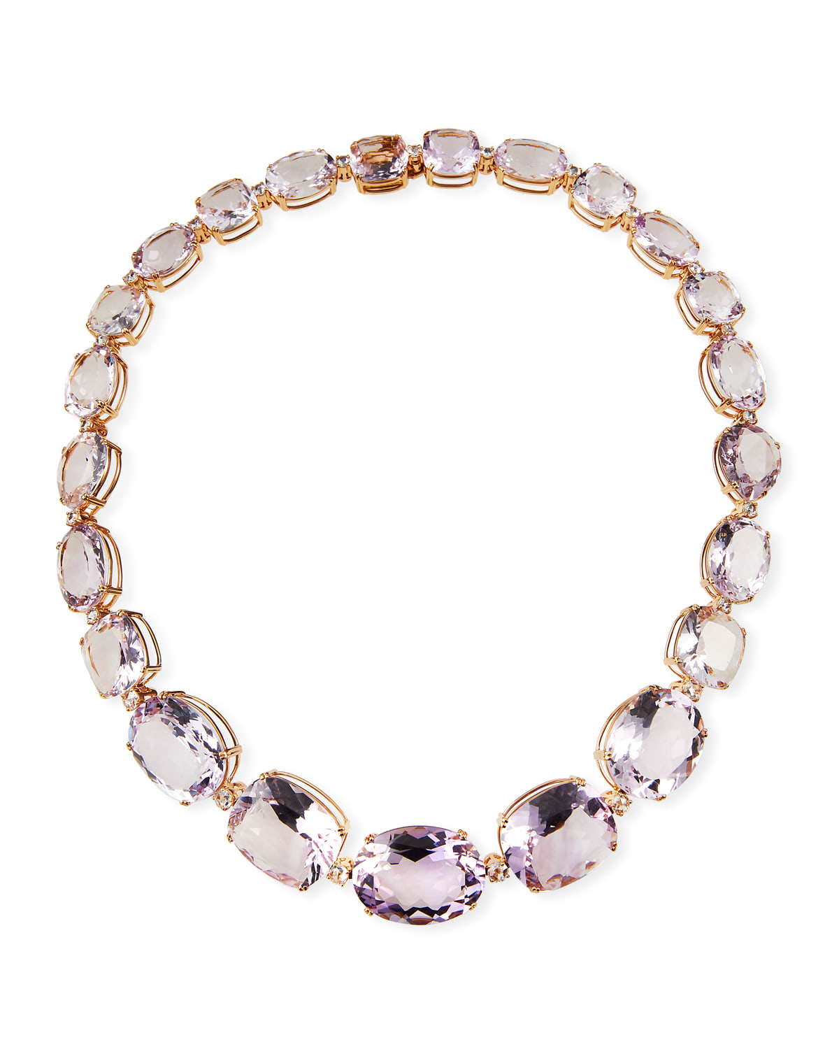 Etho Maria 18k Pink Gold Graduated Amethyst Necklace