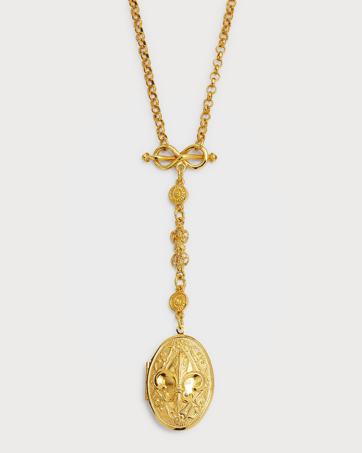 24k Gold Electroplated Fleur-De-Lis Long Necklace