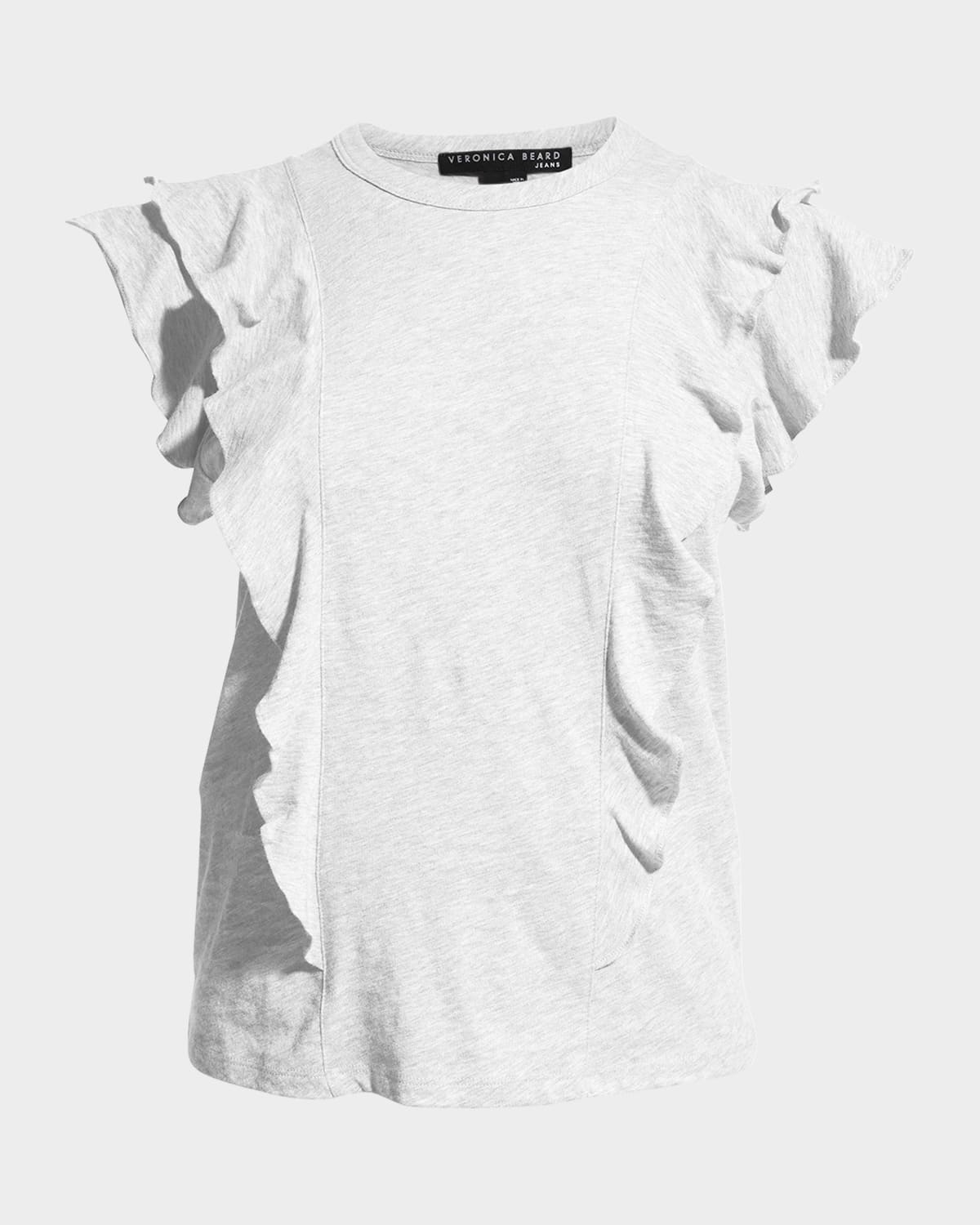 Bea Short-Sleeve Crewneck Ruffle Tee
