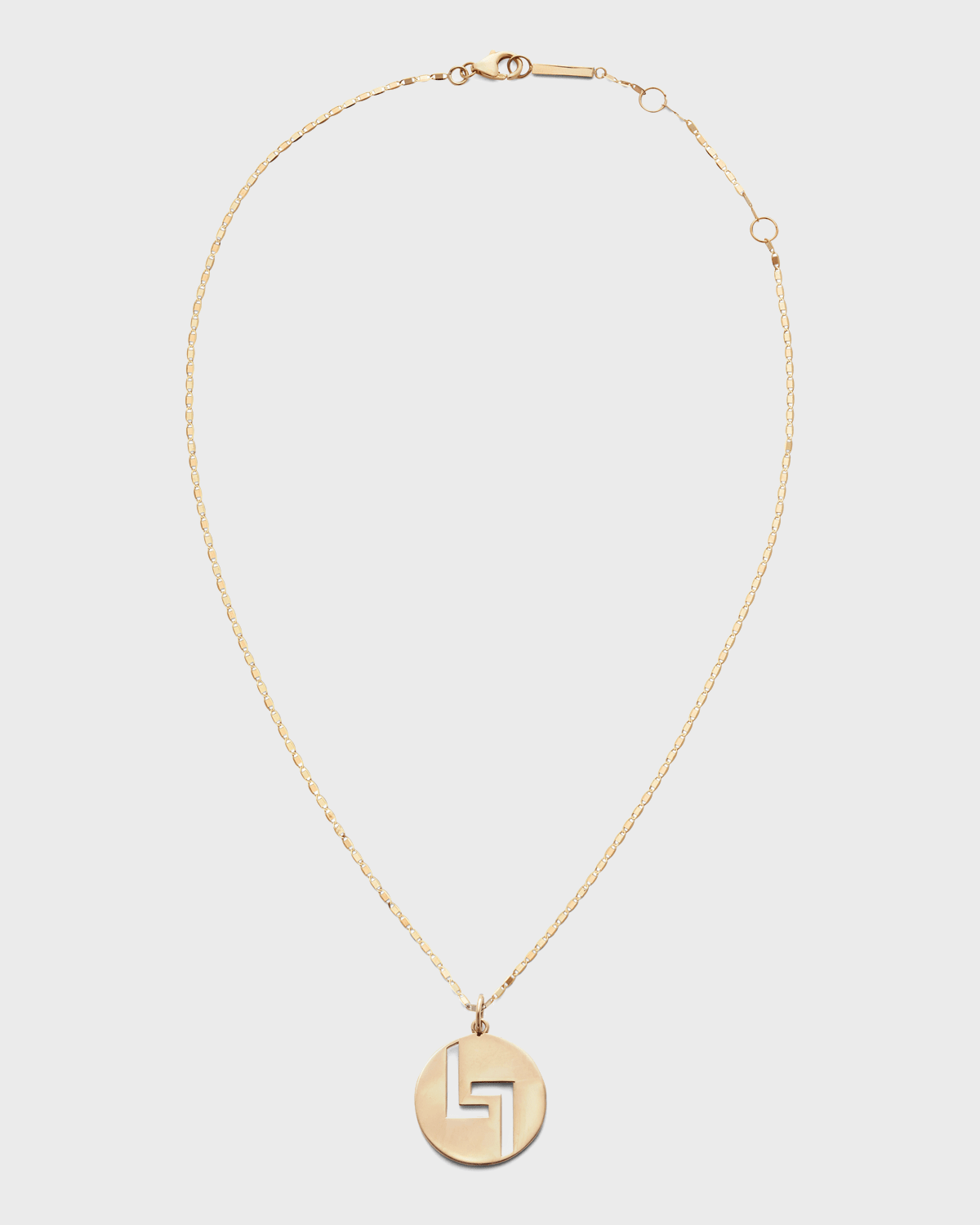 14k Gold 20mm Logo Pendant Necklace