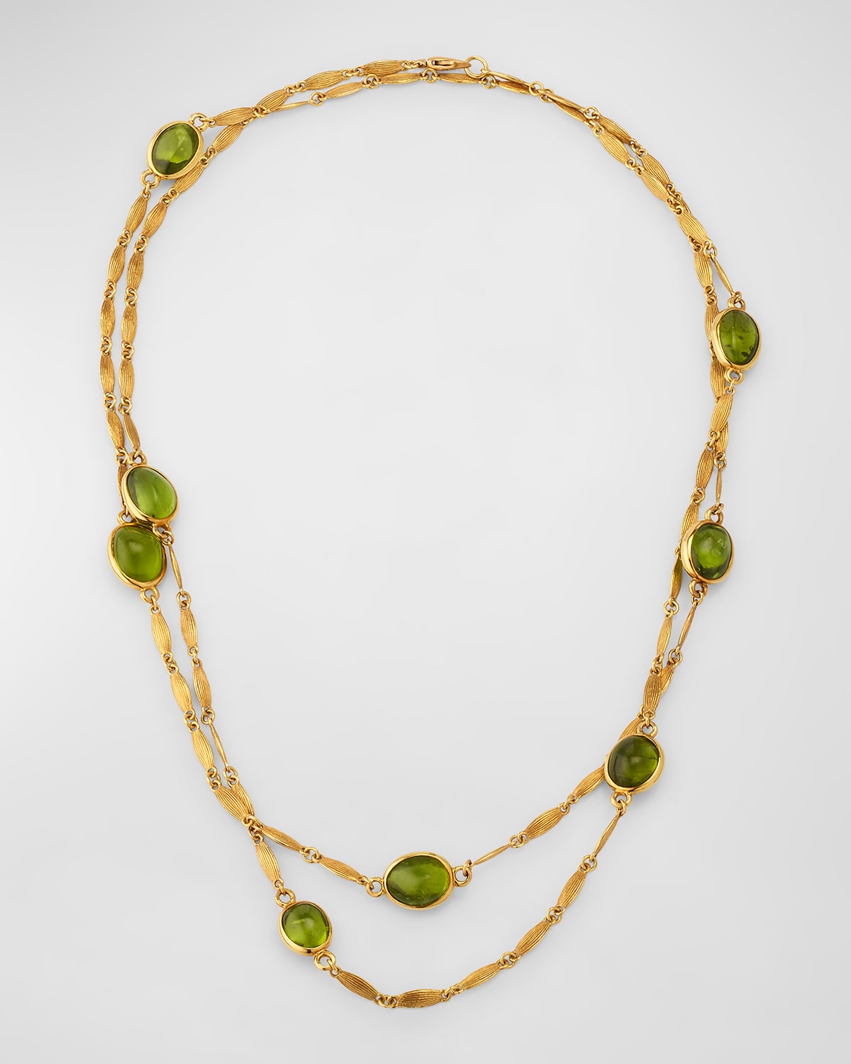 G-One Textured Leaf Chain Necklace with Peridot