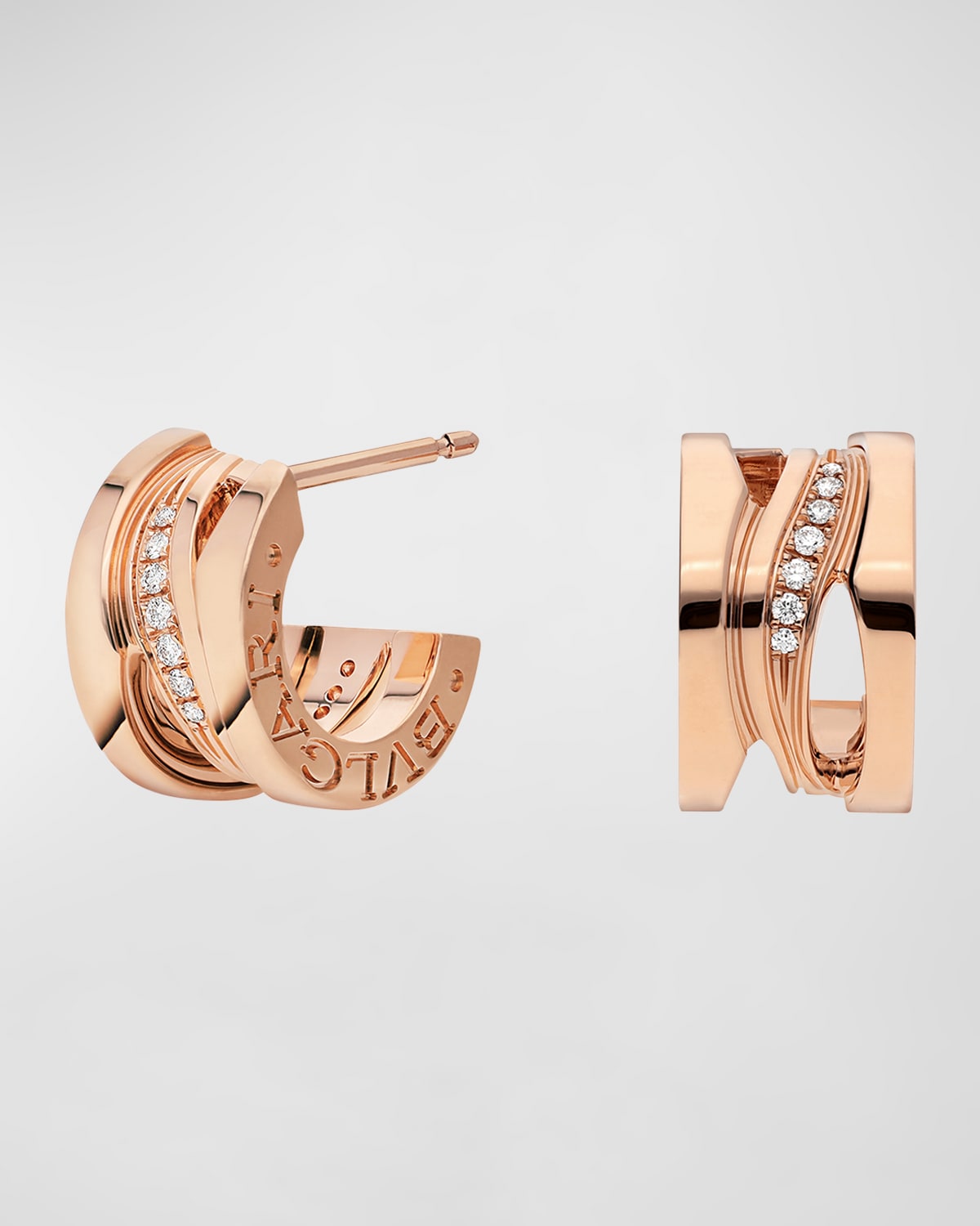 B.Zero1 18k Rose Gold Diamond Spiral Earrings
