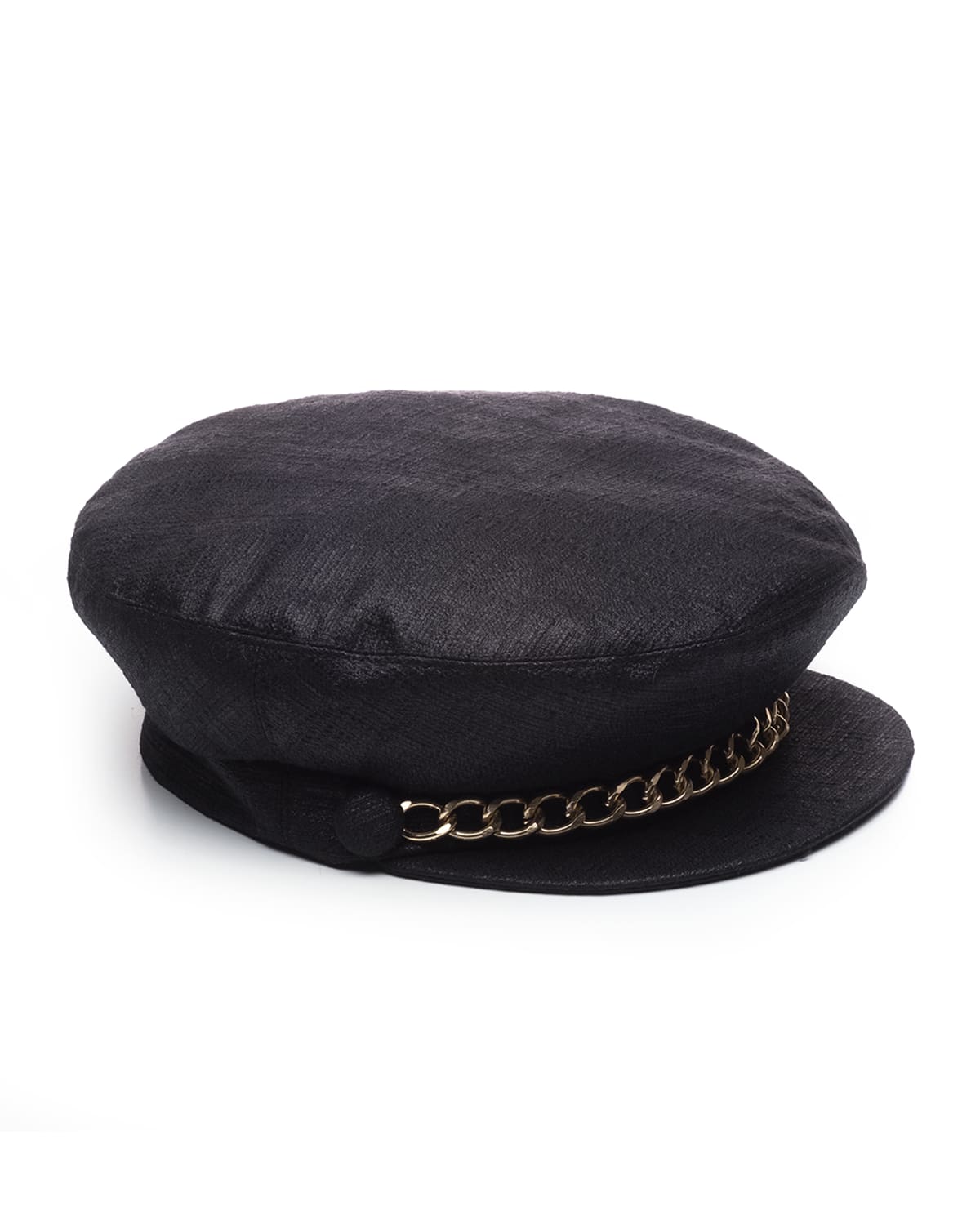Eugenia Kim Marina Black Chain-embellished Leather Cap