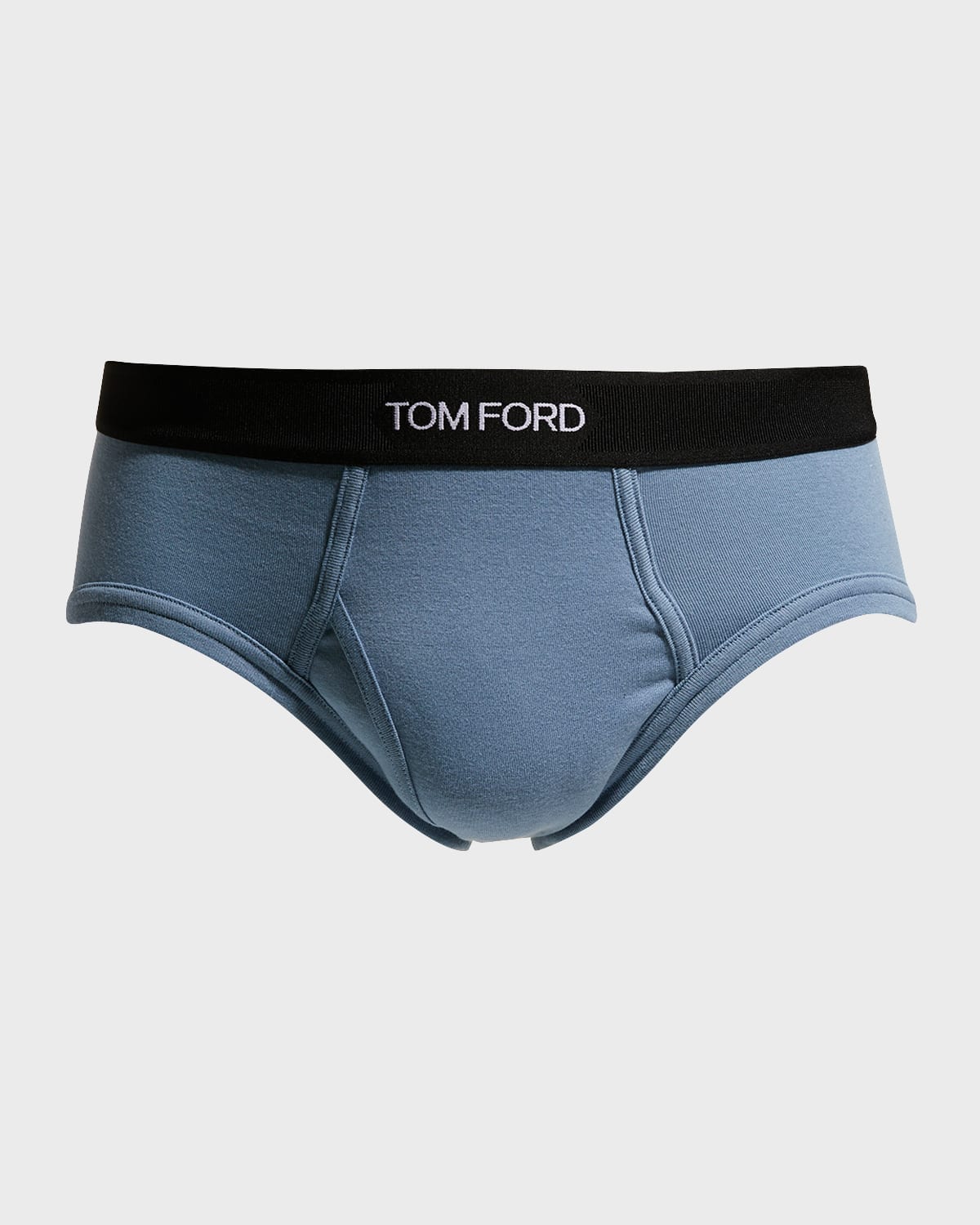 Tom Ford Men's Jacquard Logo Cotton Briefs In Steel Bl