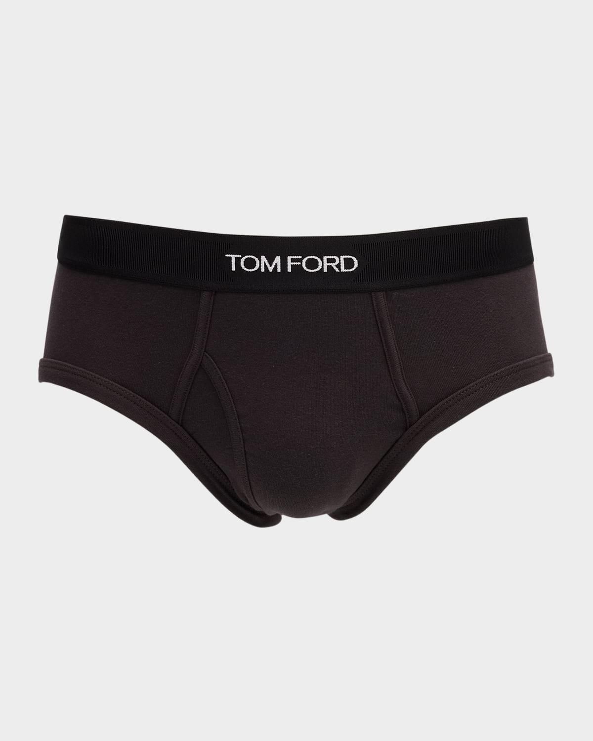 Tom Ford Men's Jacquard Logo Cotton Briefs In Black