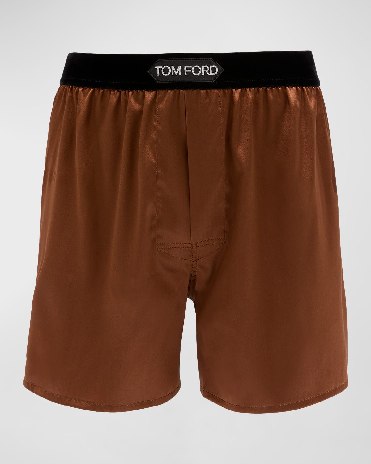 Tom Ford Logo-waistband Silk Boxers In Ochre
