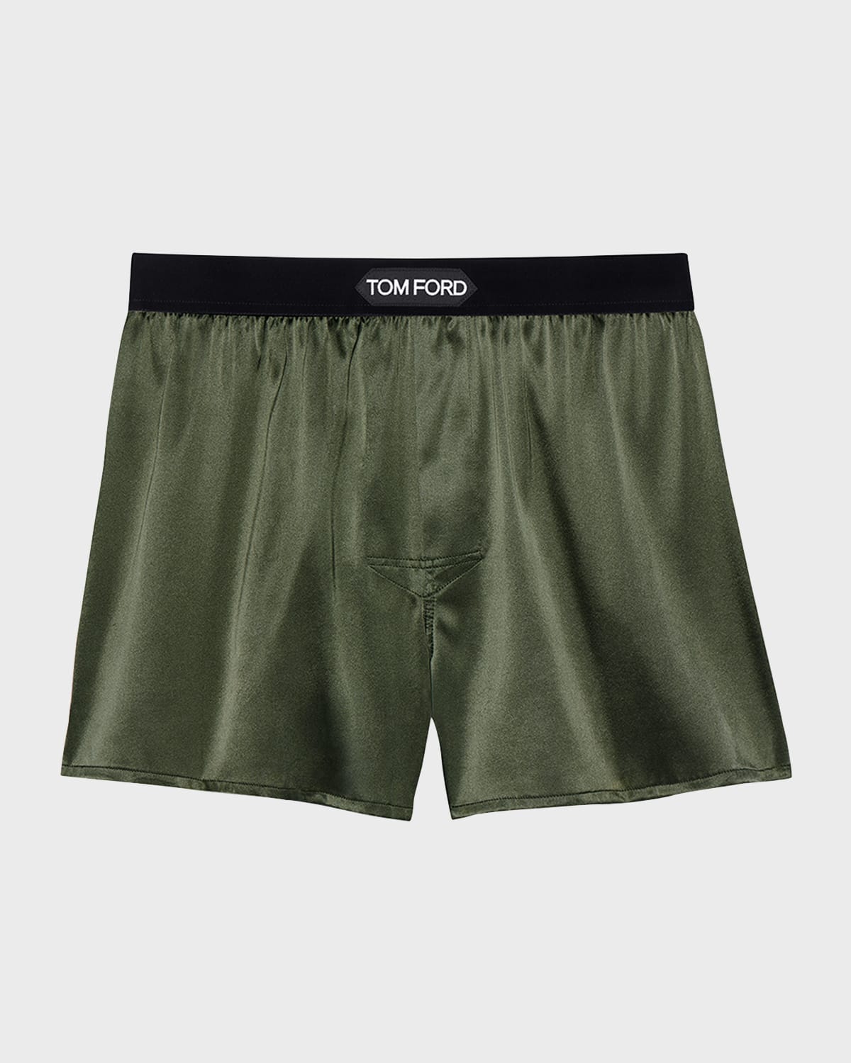 Tom Ford Men's Silk Jacquard Logo Boxers In Deep Military