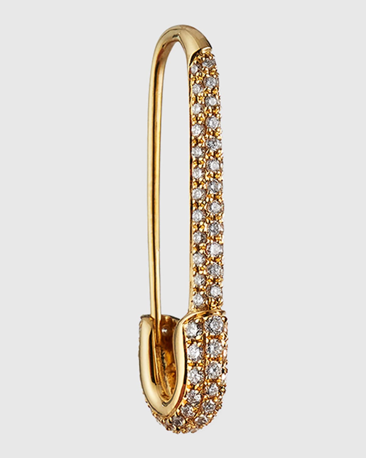 18k Gold Diamond Safety Pin Earring (Single)