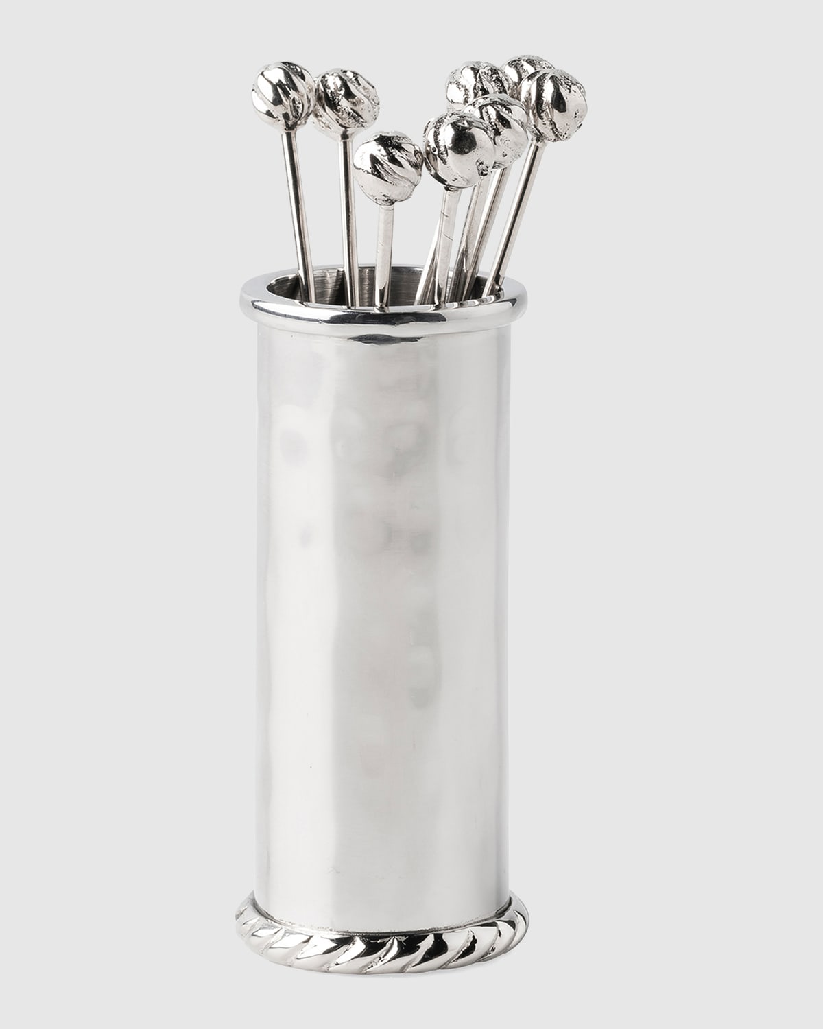 Juliska Graham 9-piece Stainless Steel Cocktail Picks & Holder Set In Gray
