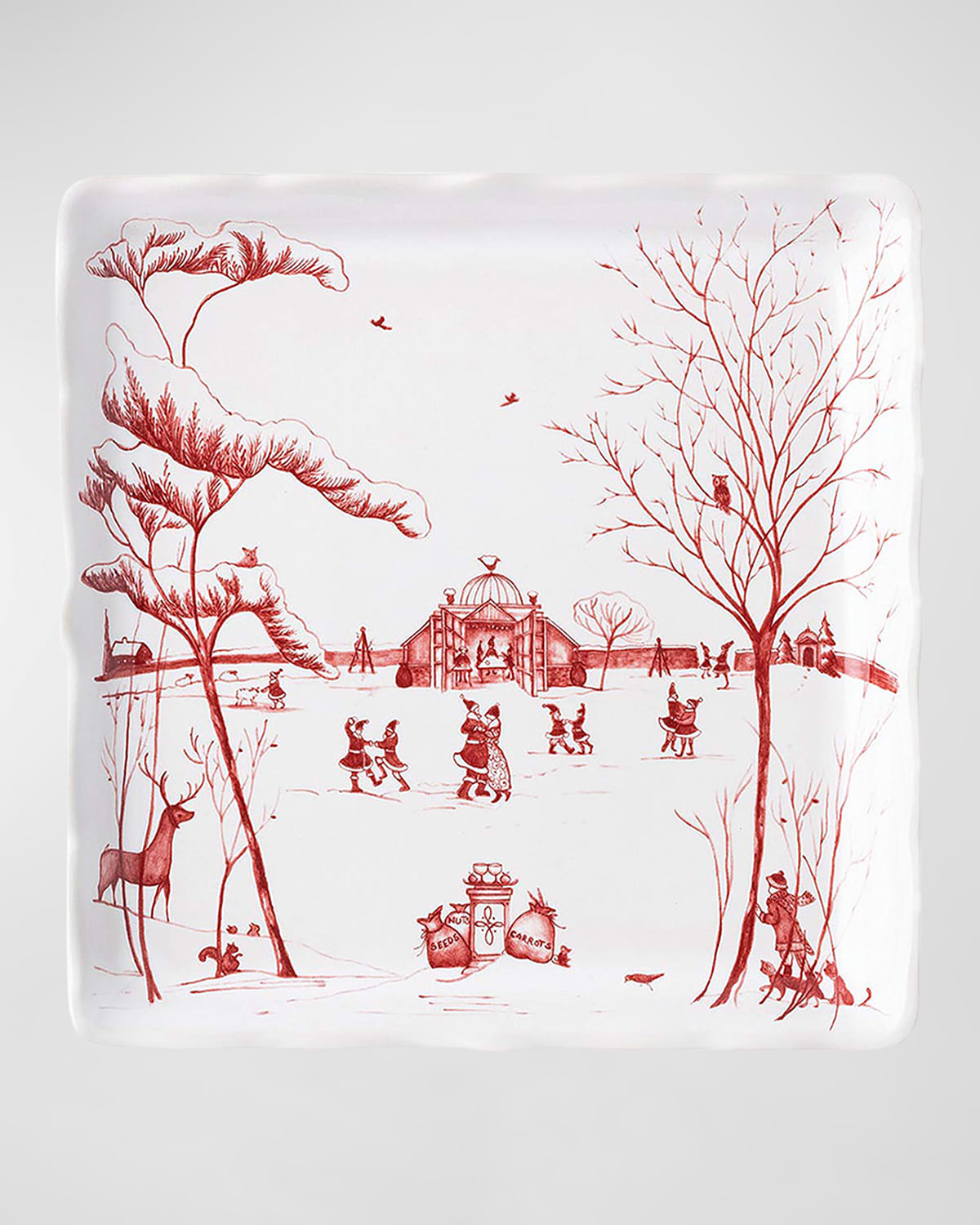 Country Estate Winter Frolic Ruby Mr. and Mrs. Claus Sweets Tray