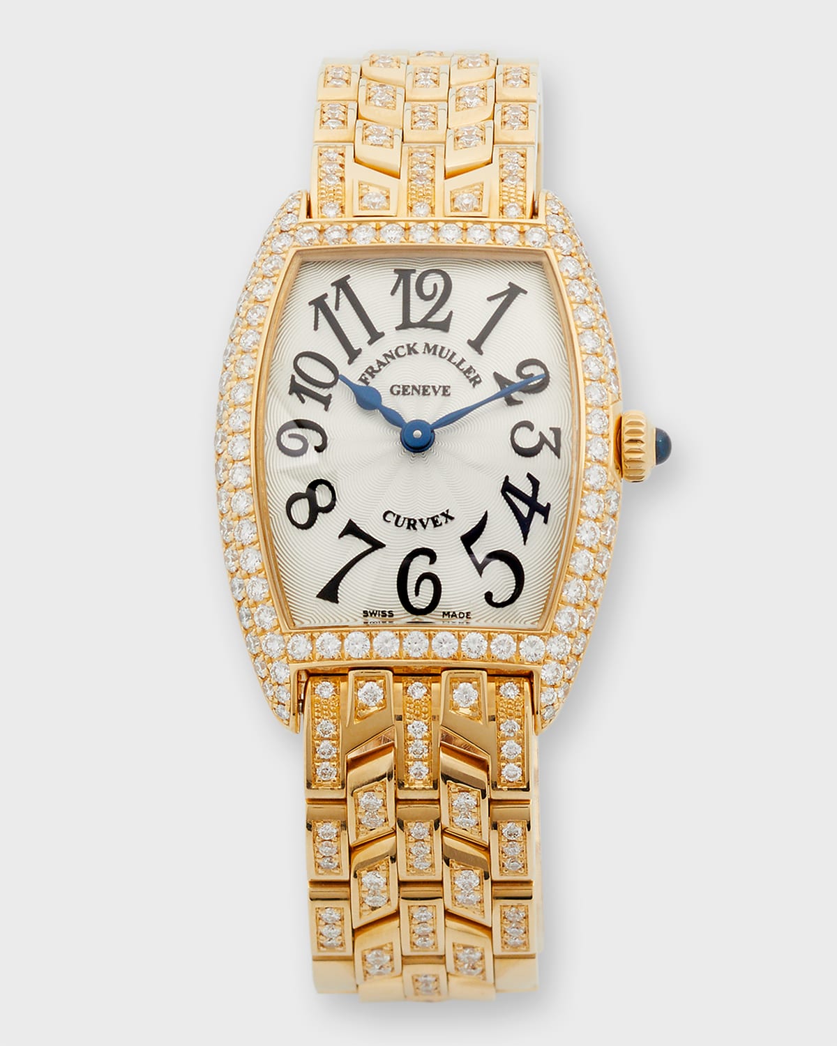 Franck Muller Cintree Curvex 18k Yellow Gold Diamond Pave Bracelet Watch