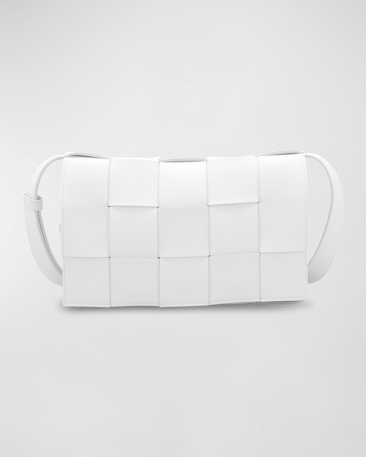 Bottega Veneta The Cassette Intrecciato Crossbody Bag In White/silver